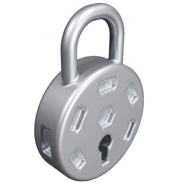 Classic Metallic Lock Low-poly 3D model_2