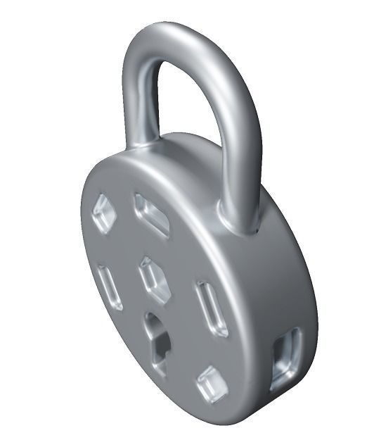 Classic Metallic Lock Low-poly 3D model_1