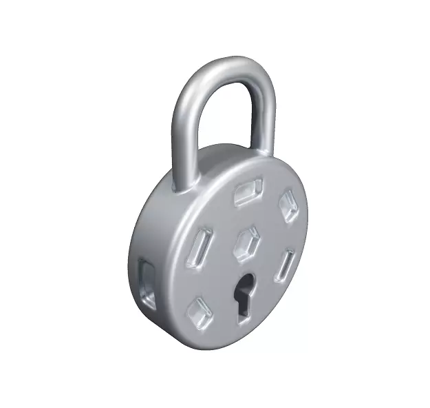 Classic Metallic Lock Low-poly 3D model_0