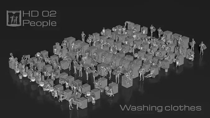 HD People 02 Washing clothes 3D model