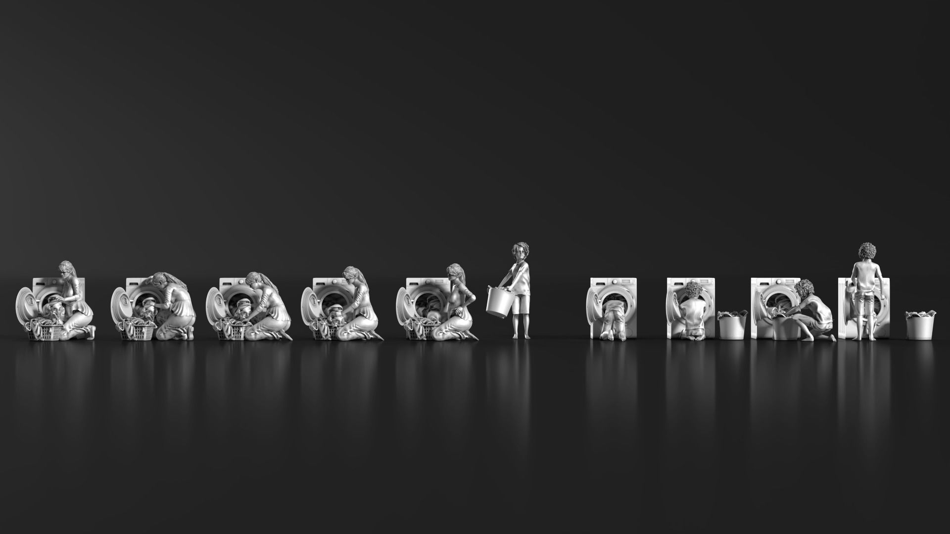 HD People 02 Washing clothes 3D model_7