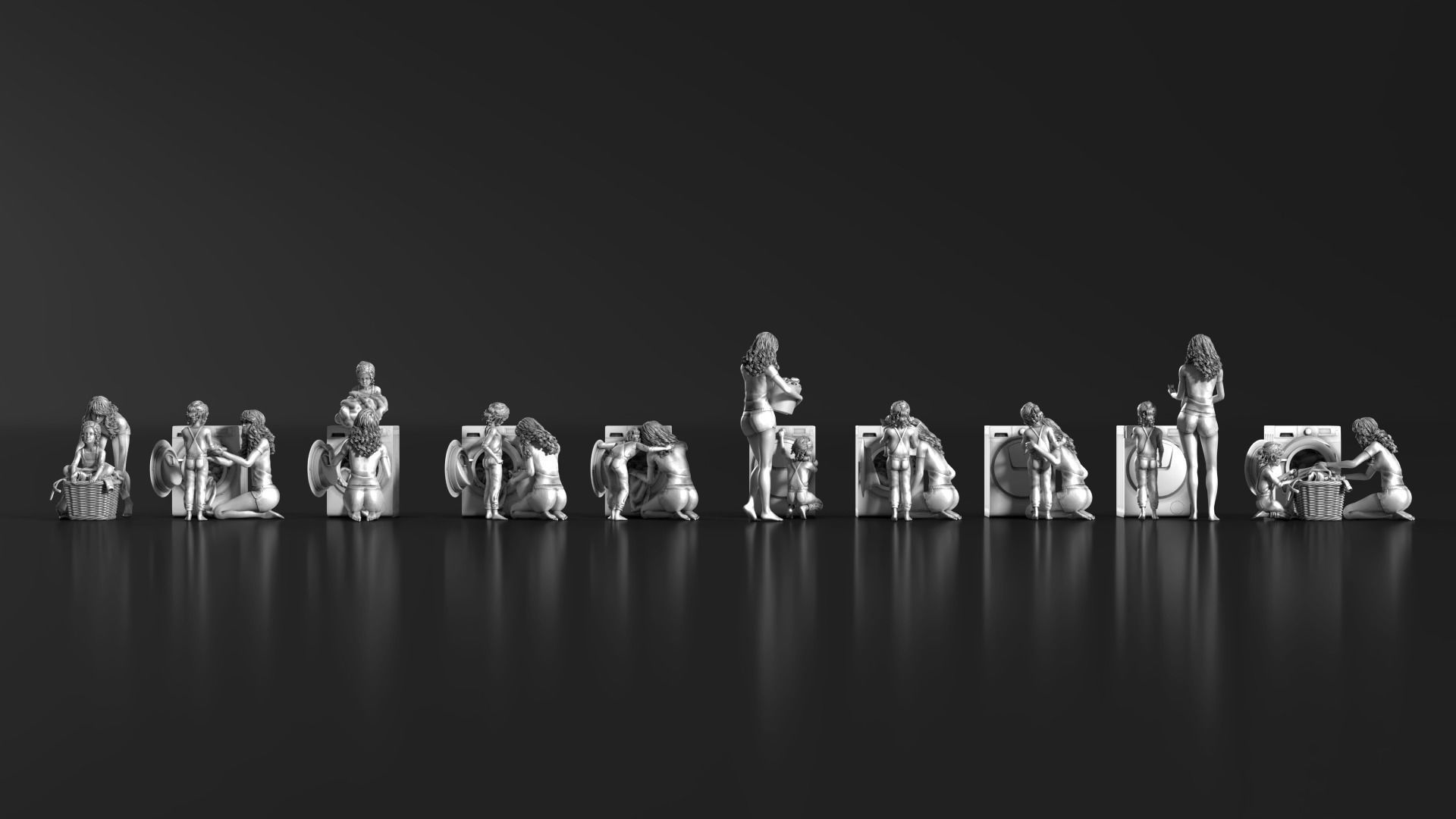 HD People 02 Washing clothes 3D model_2