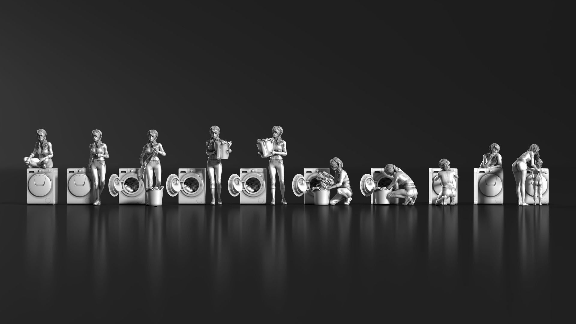 HD People 02 Washing clothes 3D model_1