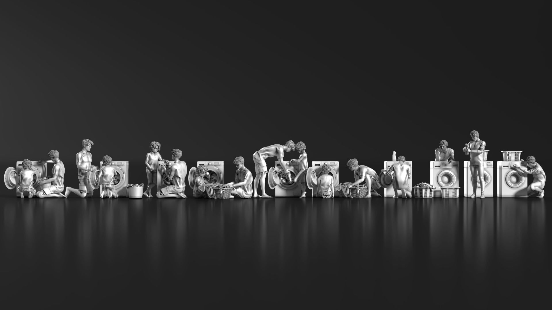 HD People 02 Washing clothes 3D model_9