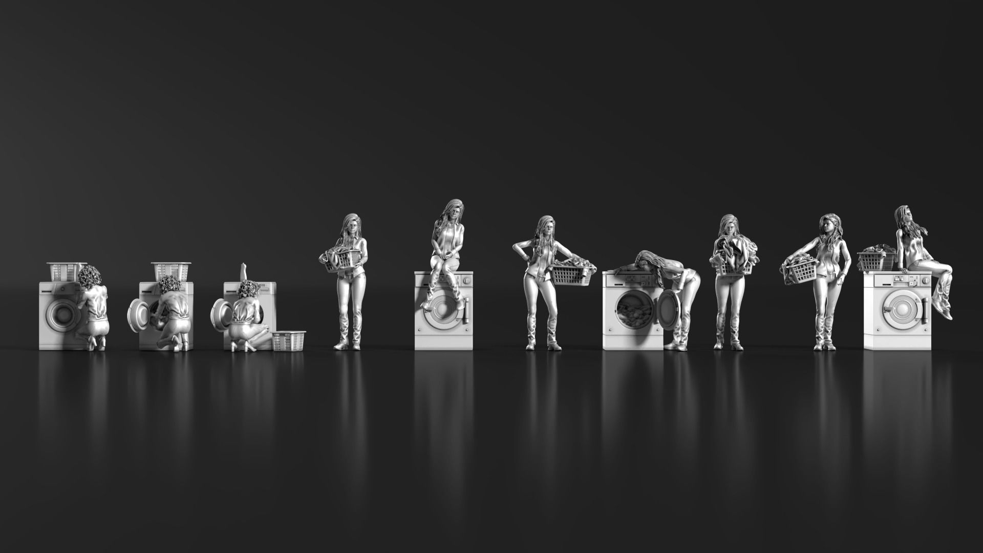 HD People 02 Washing clothes 3D model_4