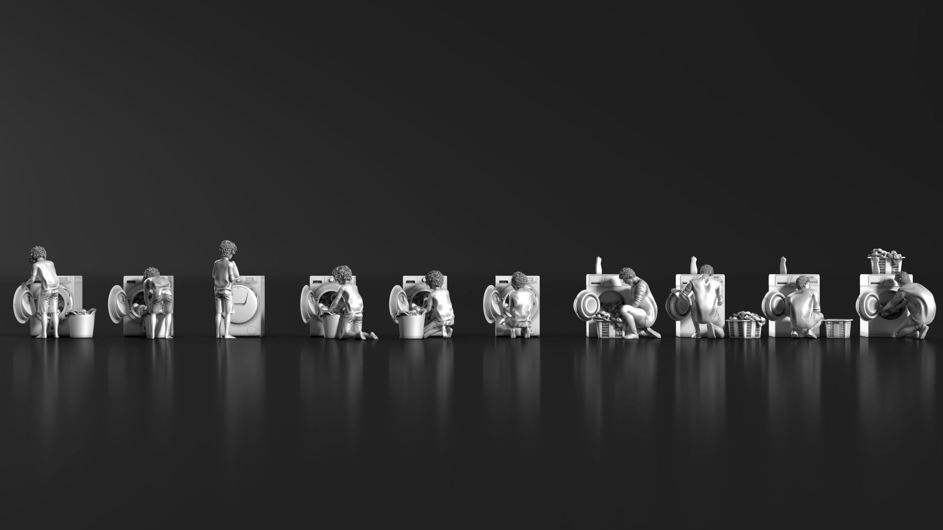 HD People 02 Washing clothes 3D model_8