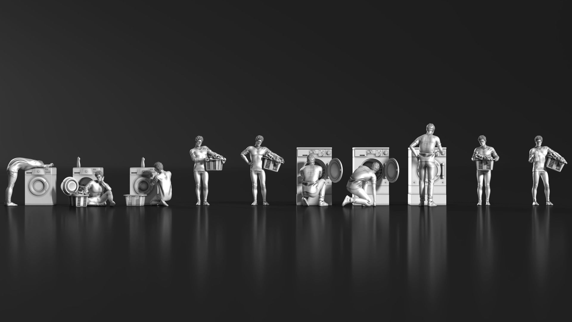 HD People 02 Washing clothes 3D model_10