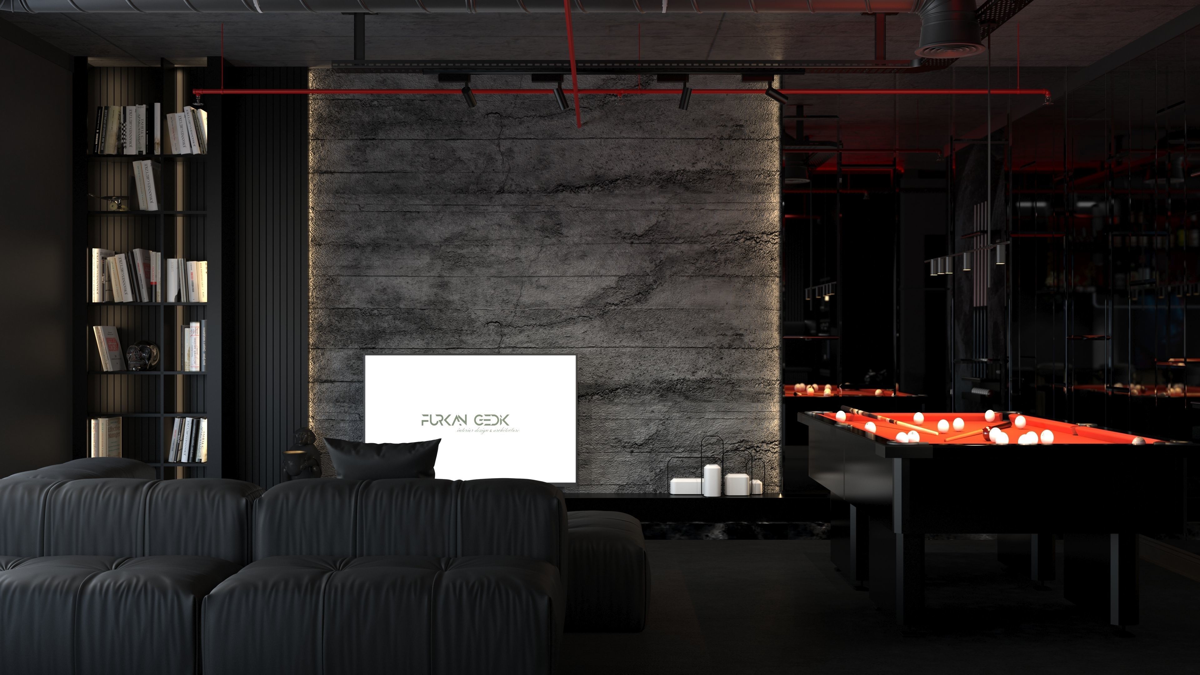 Dark Concept Residential Flat Full Apartment 3D model_16