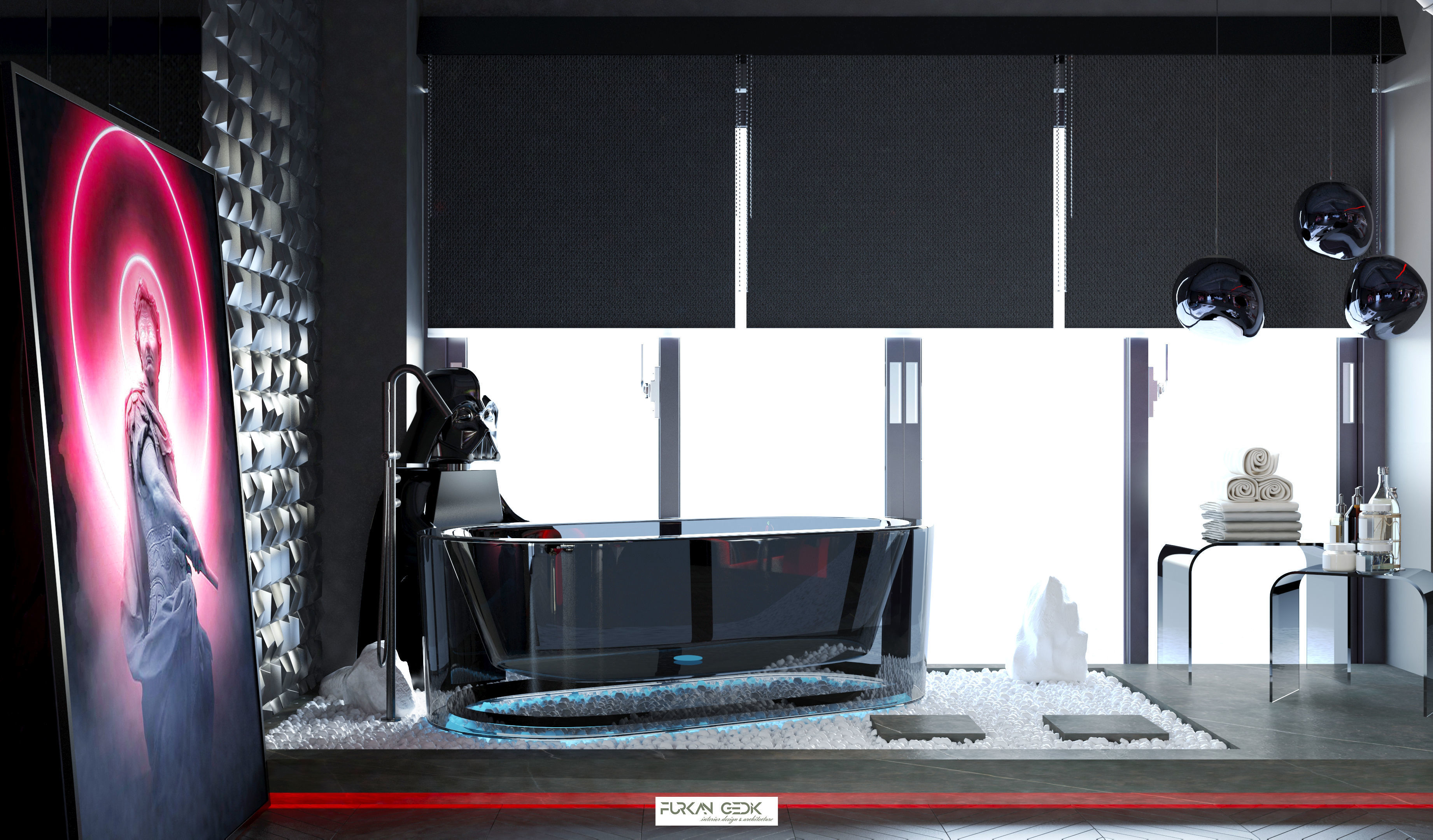 Dark Concept Residential Flat Full Apartment 3D model_5