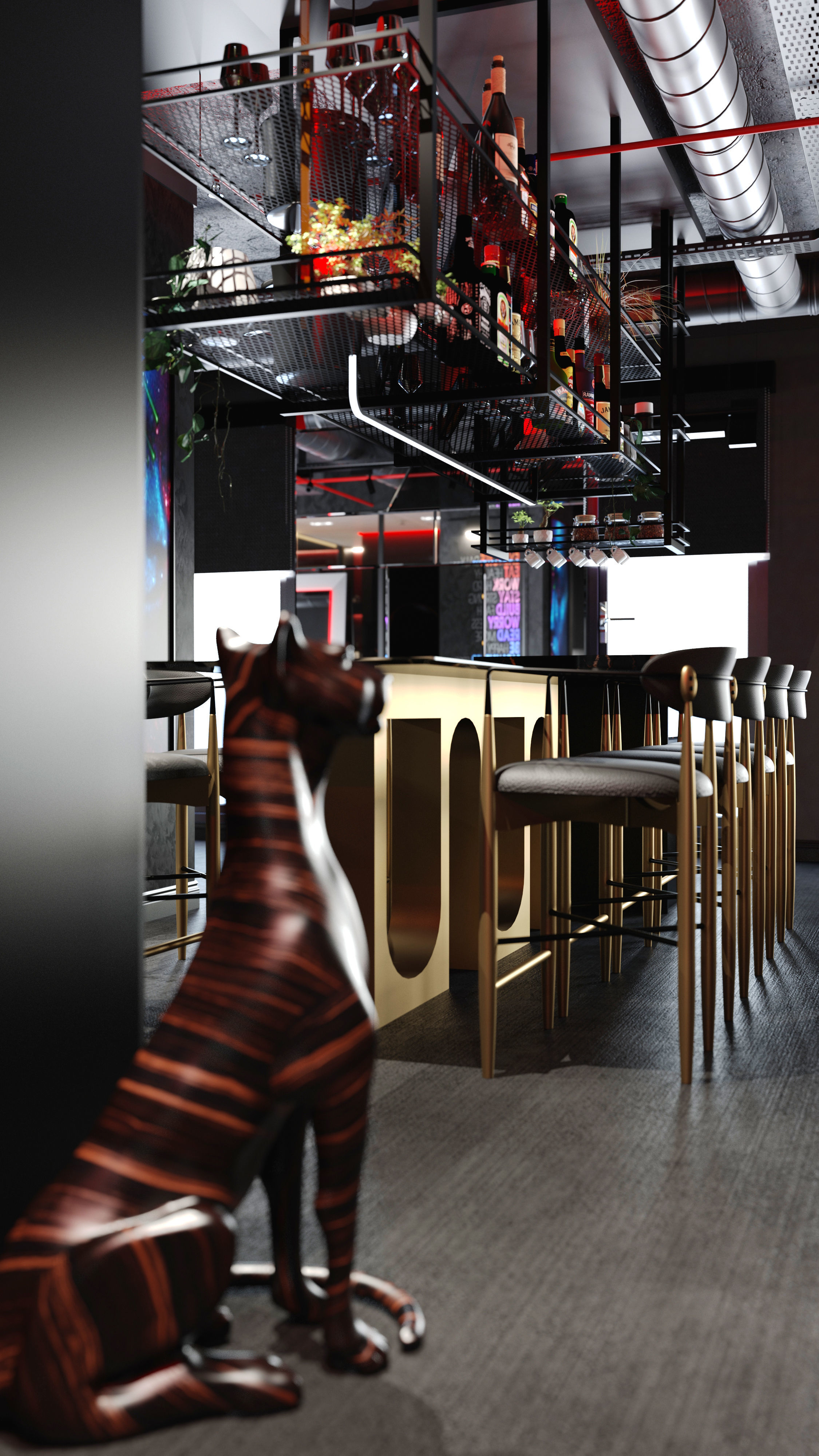 Dark Concept Residential Flat Full Apartment 3D model_20