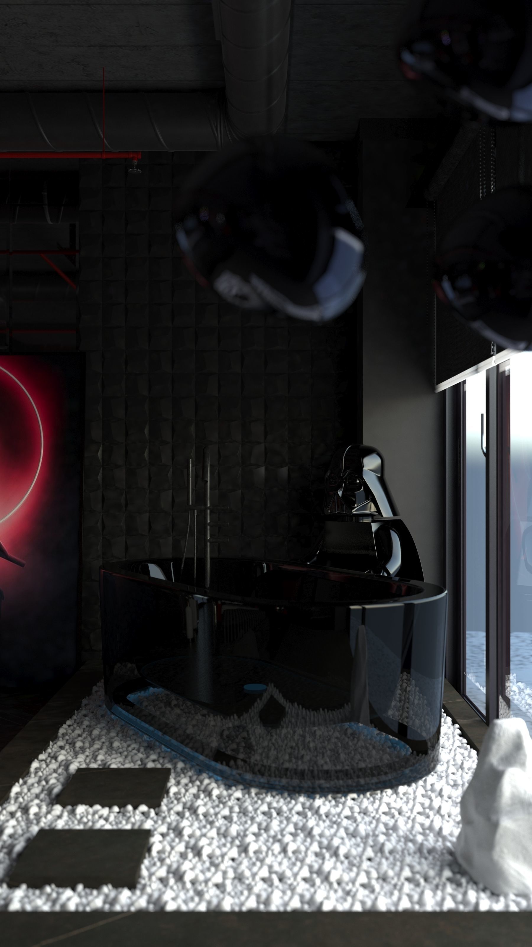 Dark Concept Residential Flat Full Apartment 3D model_18