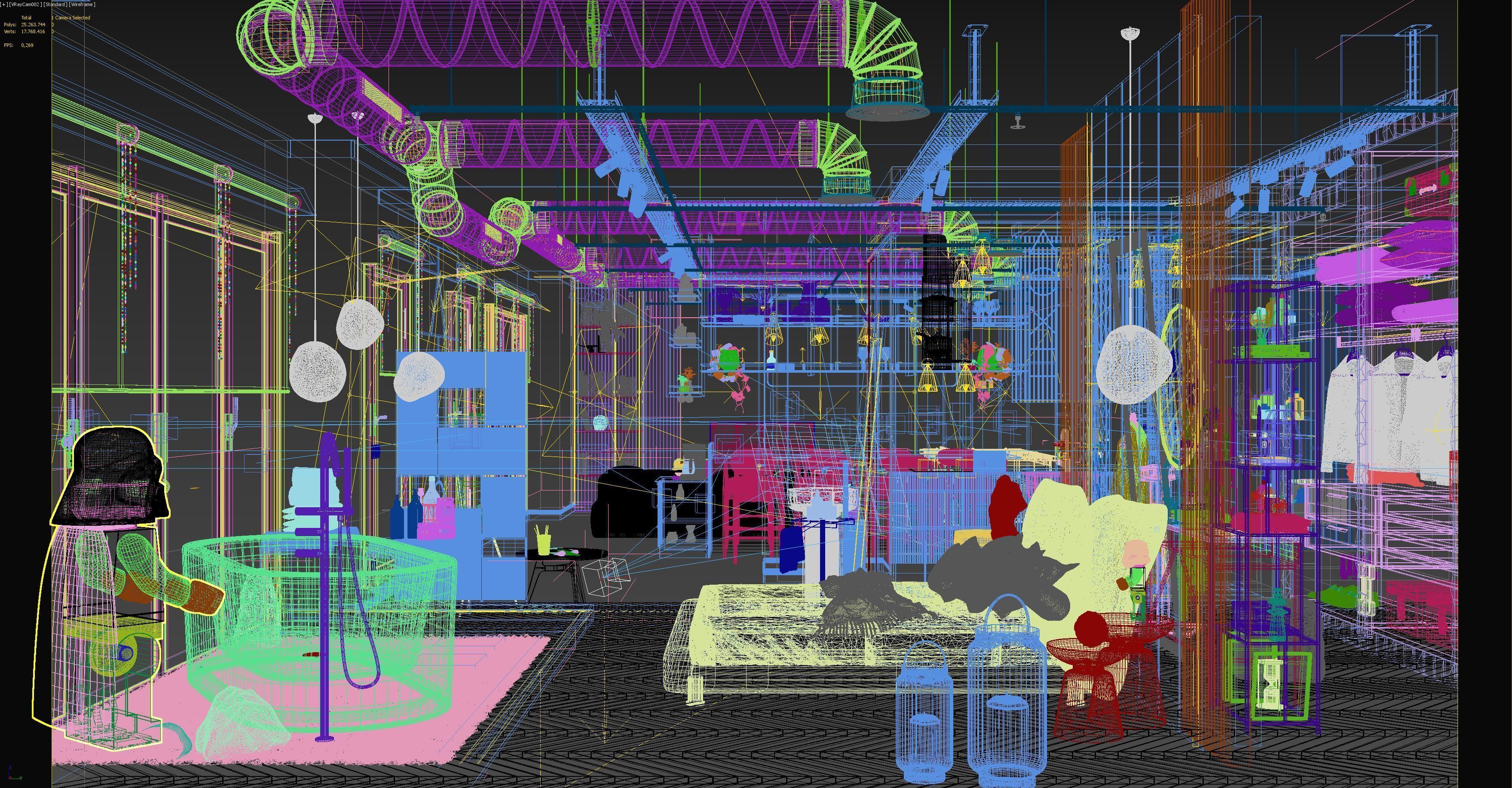 Dark Concept Residential Flat Full Apartment 3D model_1