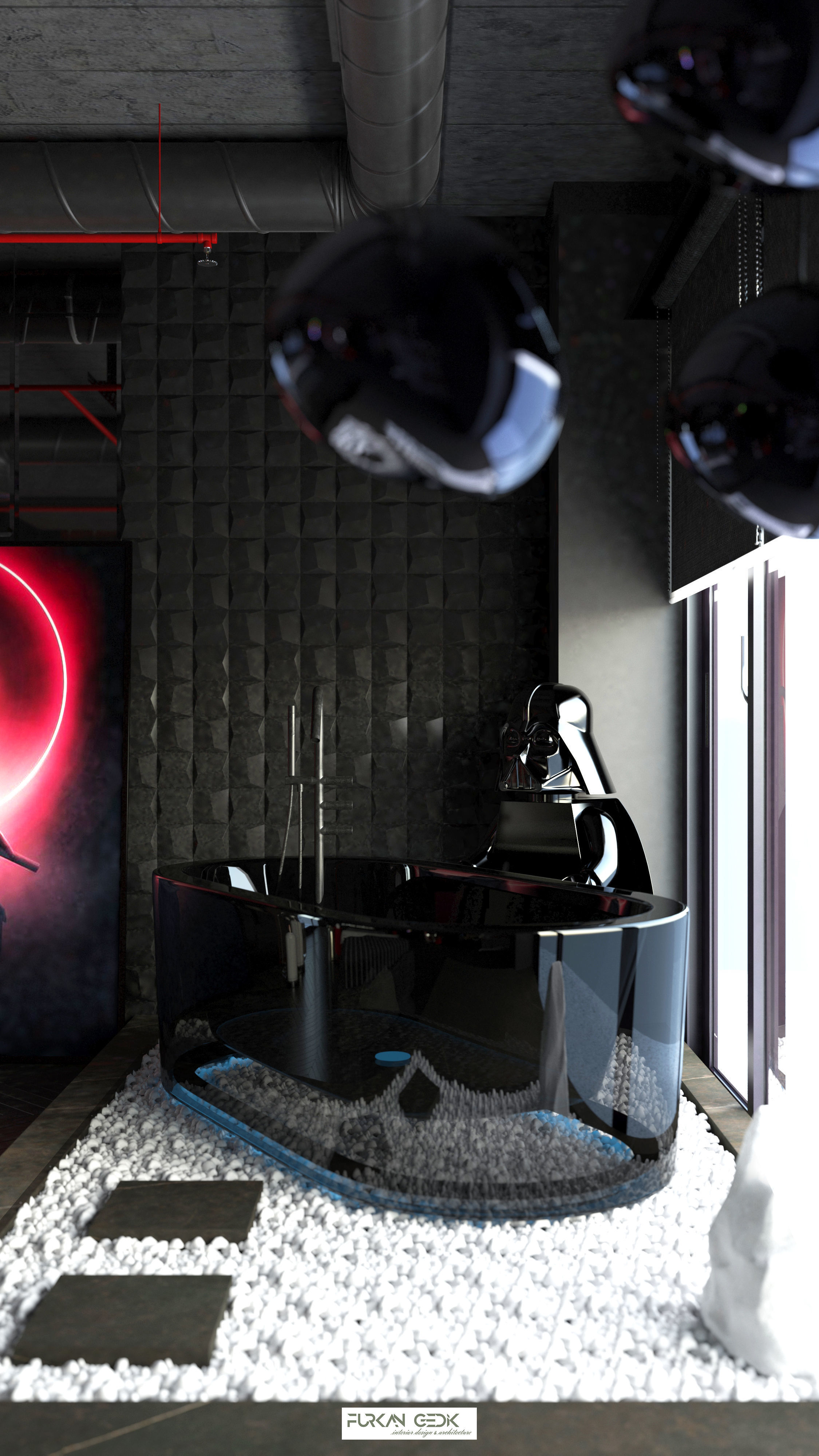 Dark Concept Residential Flat Full Apartment 3D model_3