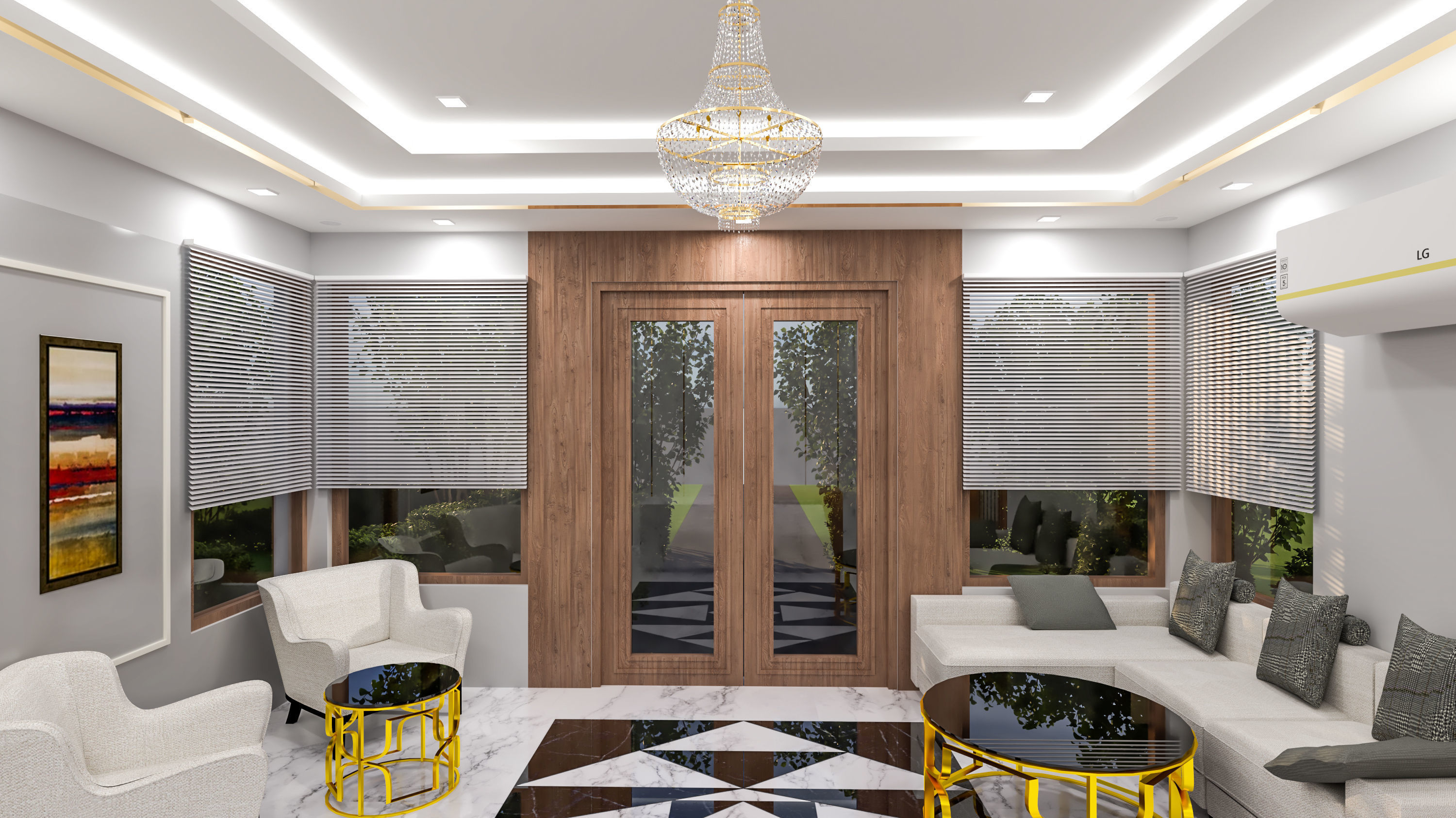 OFFICE RECEPTIONHOTEL RECEPTION Low-poly 3D model_1