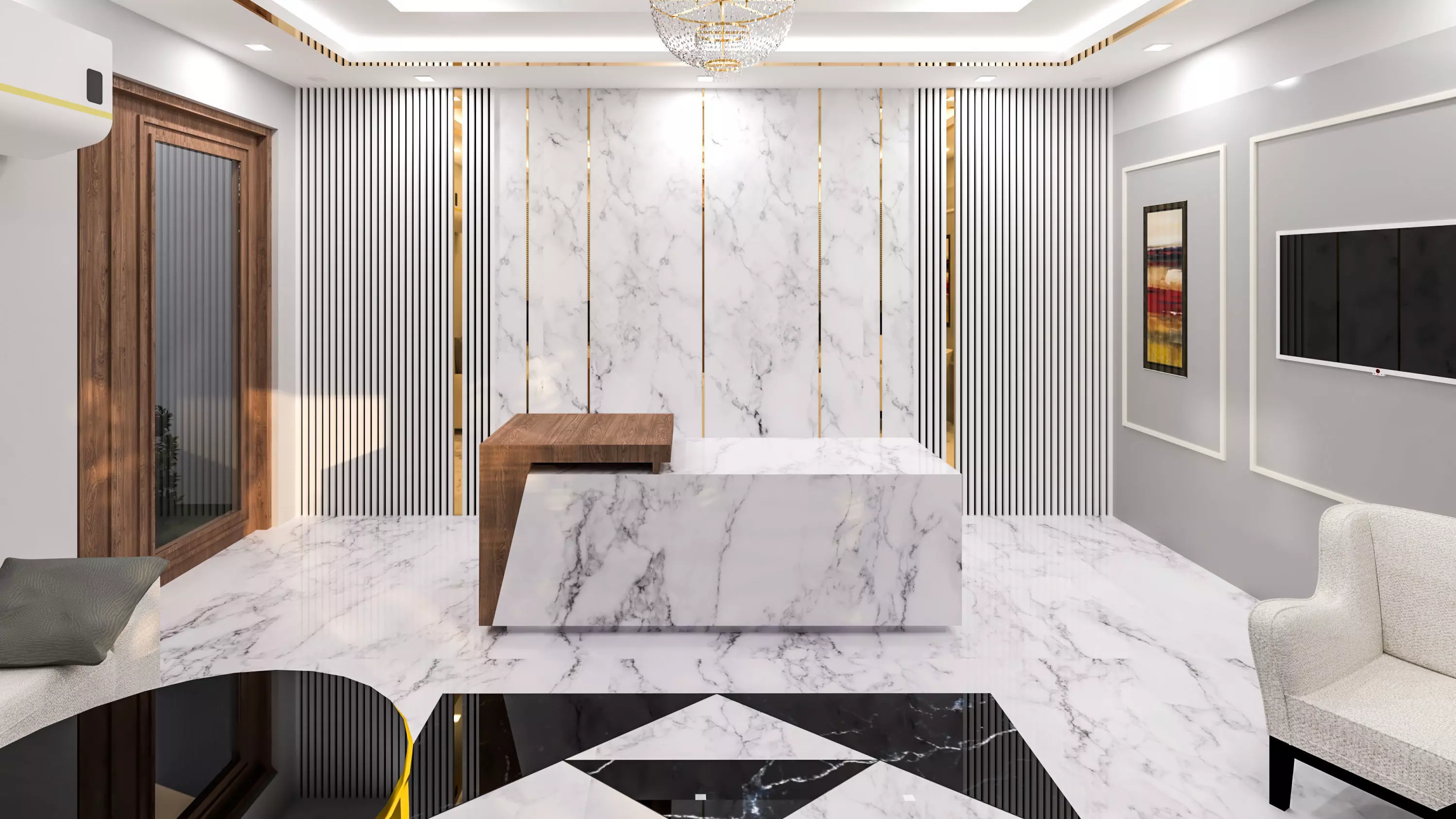 OFFICE RECEPTIONHOTEL RECEPTION Low-poly 3D model_0