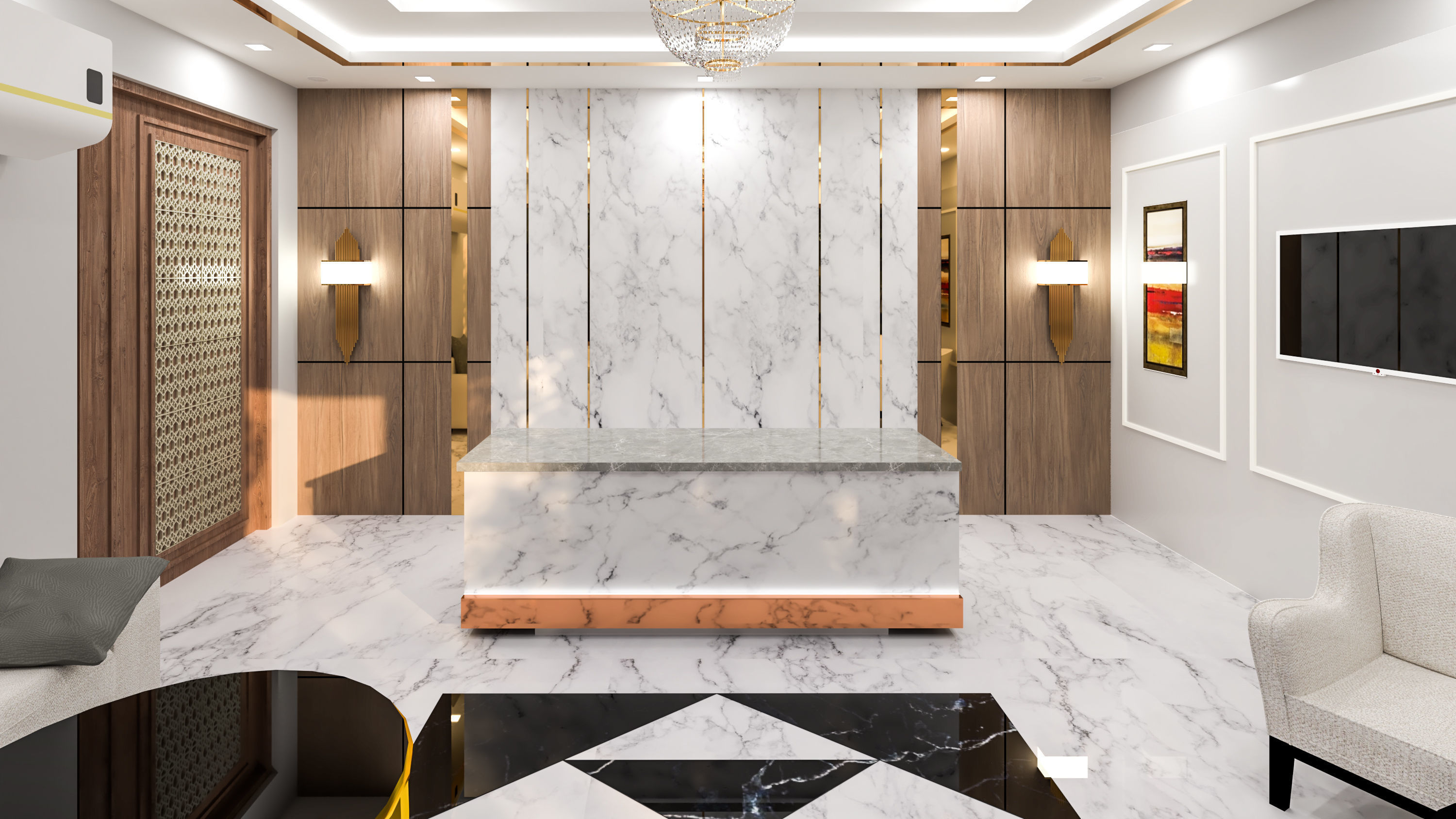 OFFICE RECEPTIONHOTEL RECEPTION Low-poly 3D model_4