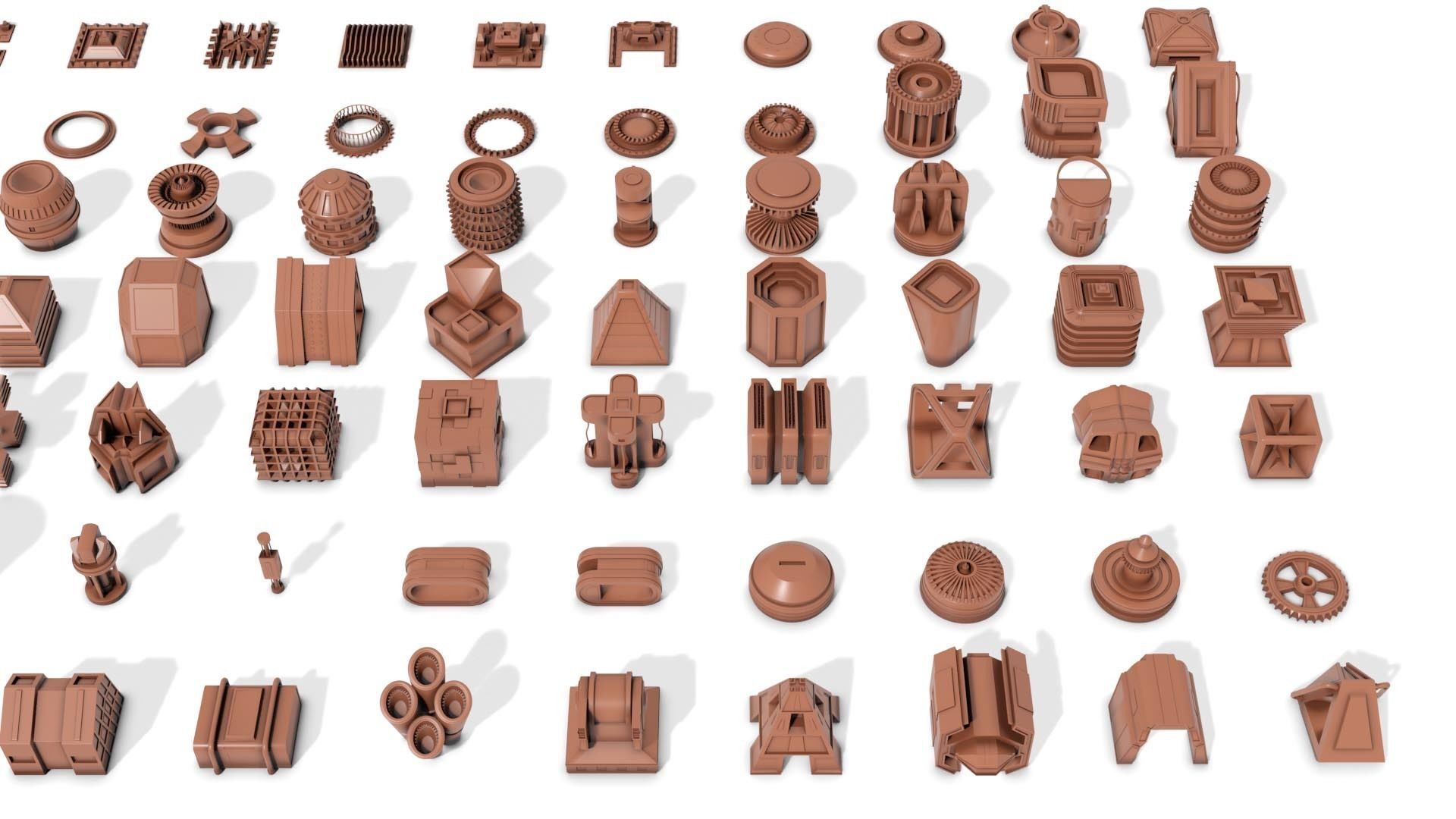 KitBash Hard Surface Sci-fi  Greeble tech 3D models Vol 1 2022 3D model_7