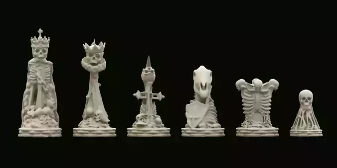 Skull Chess Complete Set 3D print model
