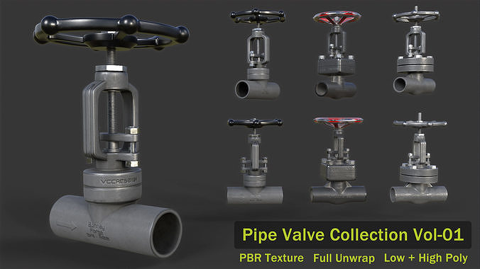 Pipe Valve Collection Low-poly 3D model