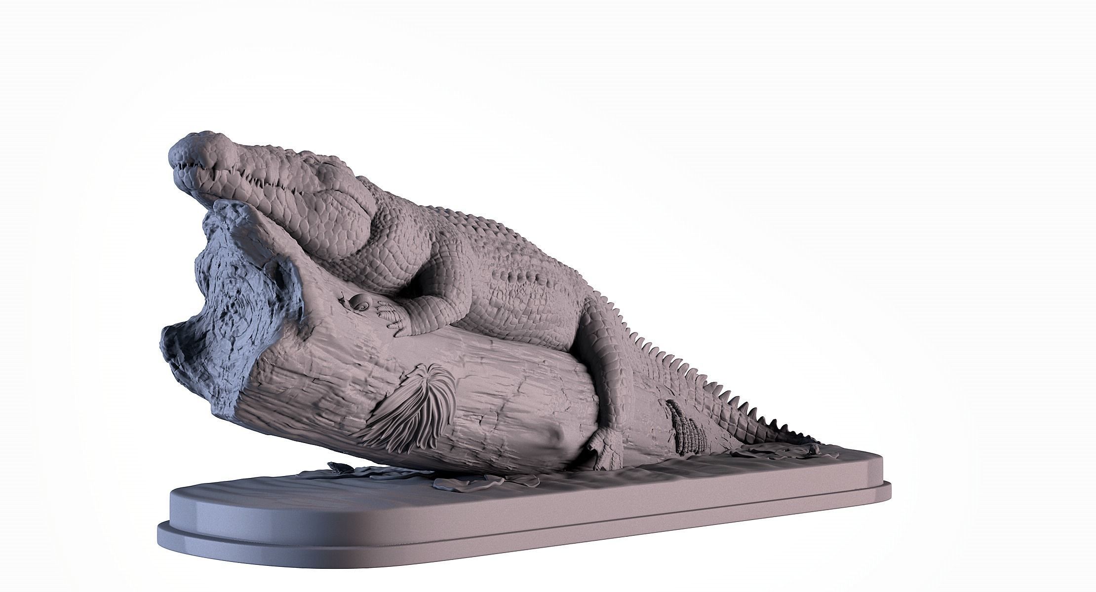Crocodile in Tree 3D print model_2