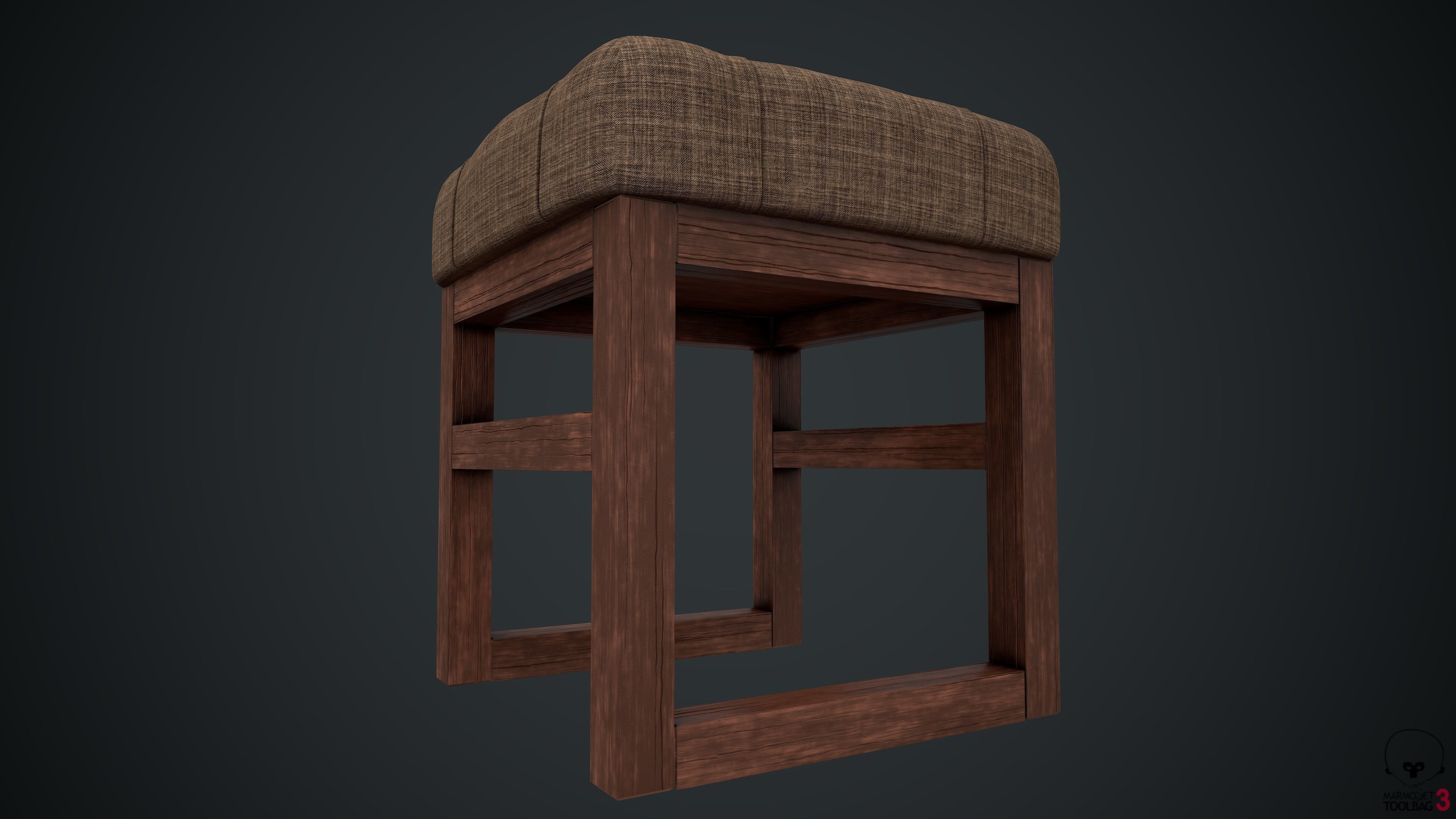 Pouf PBR stool 3D model_12