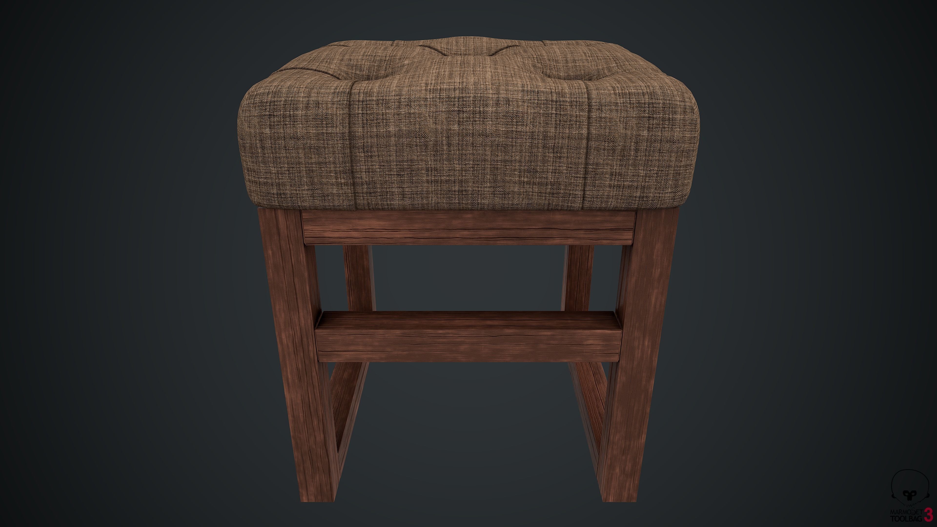 Pouf PBR stool 3D model_8