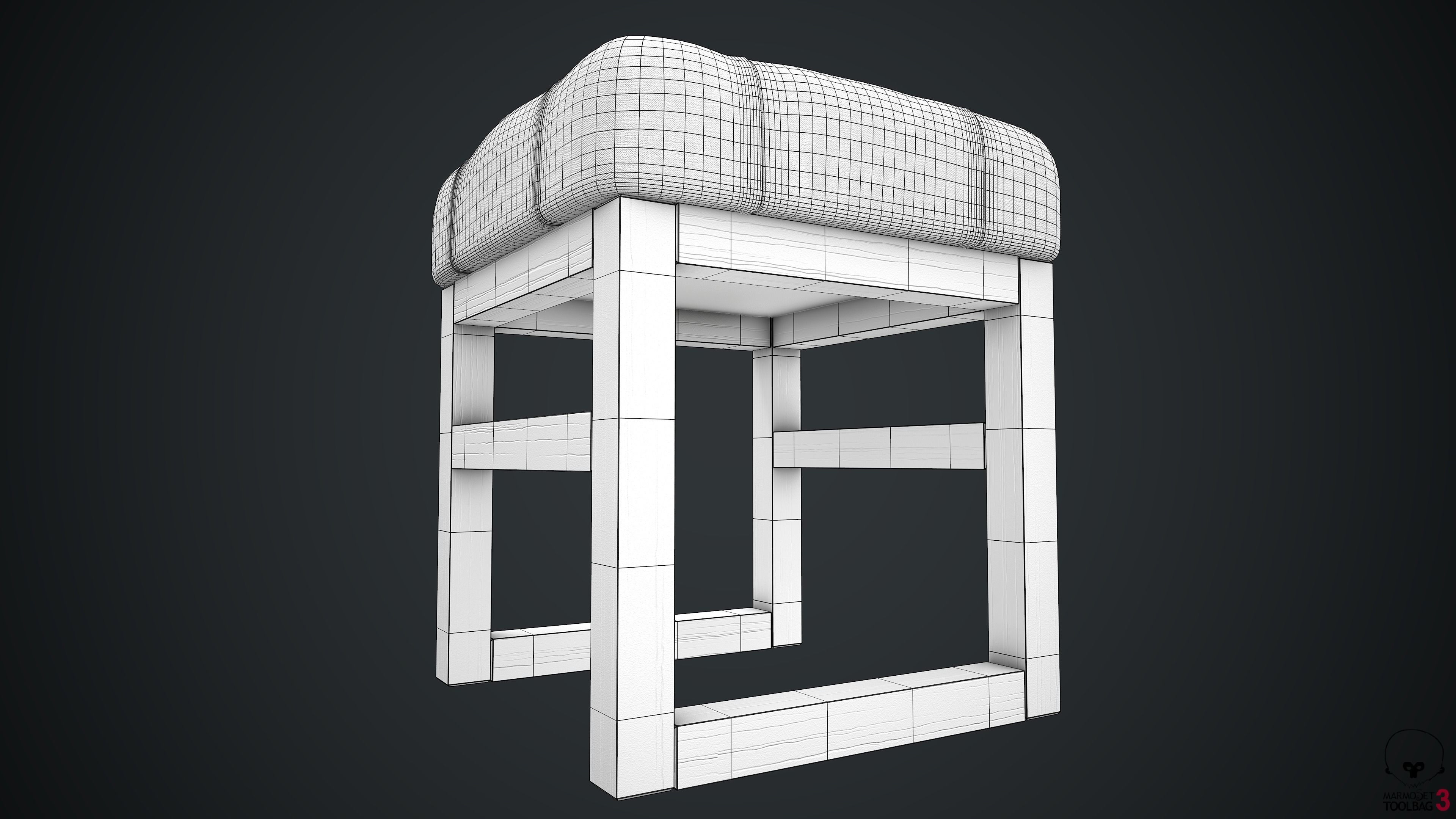 Pouf PBR stool 3D model_17