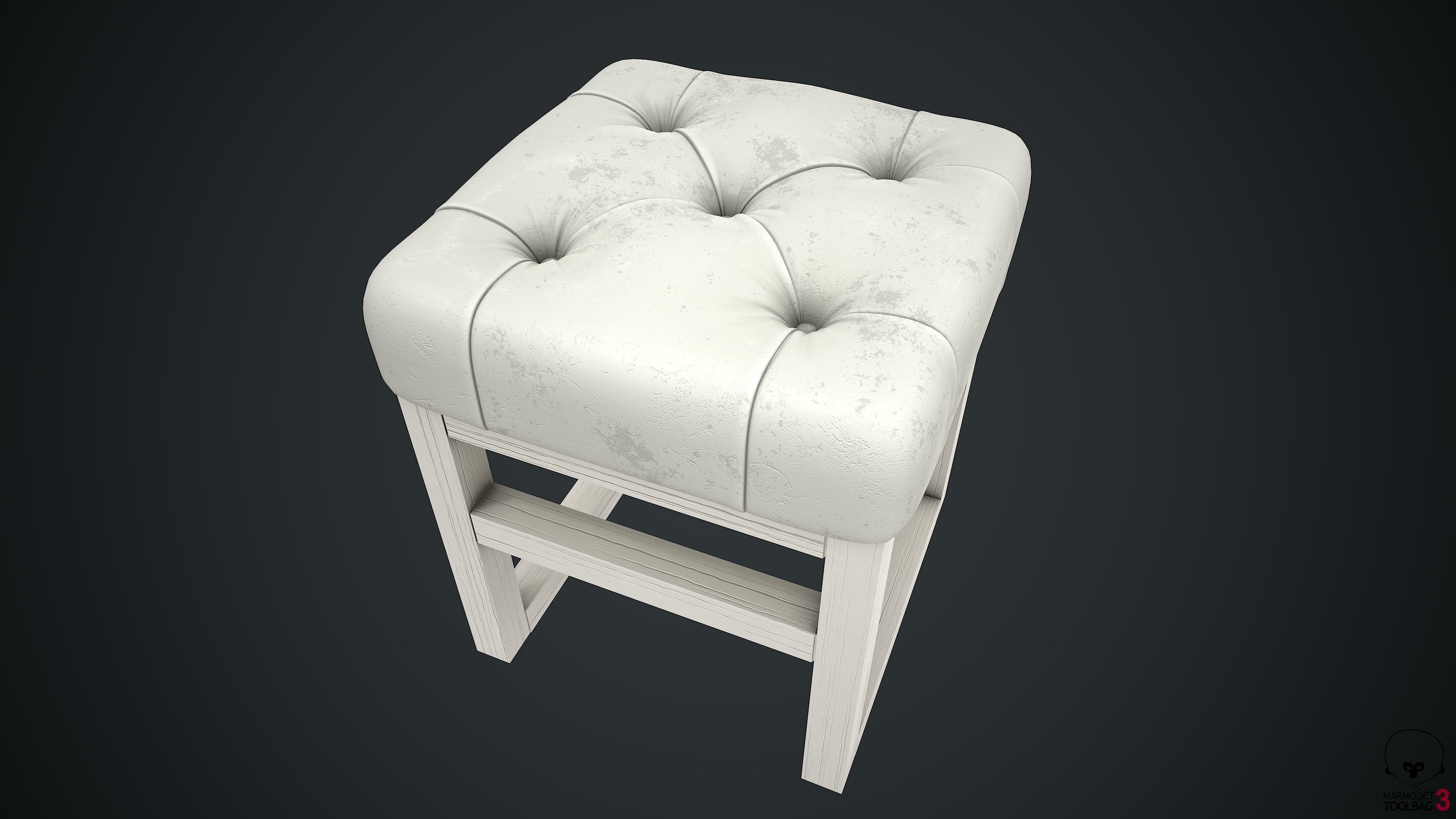 Pouf PBR stool 3D model_2