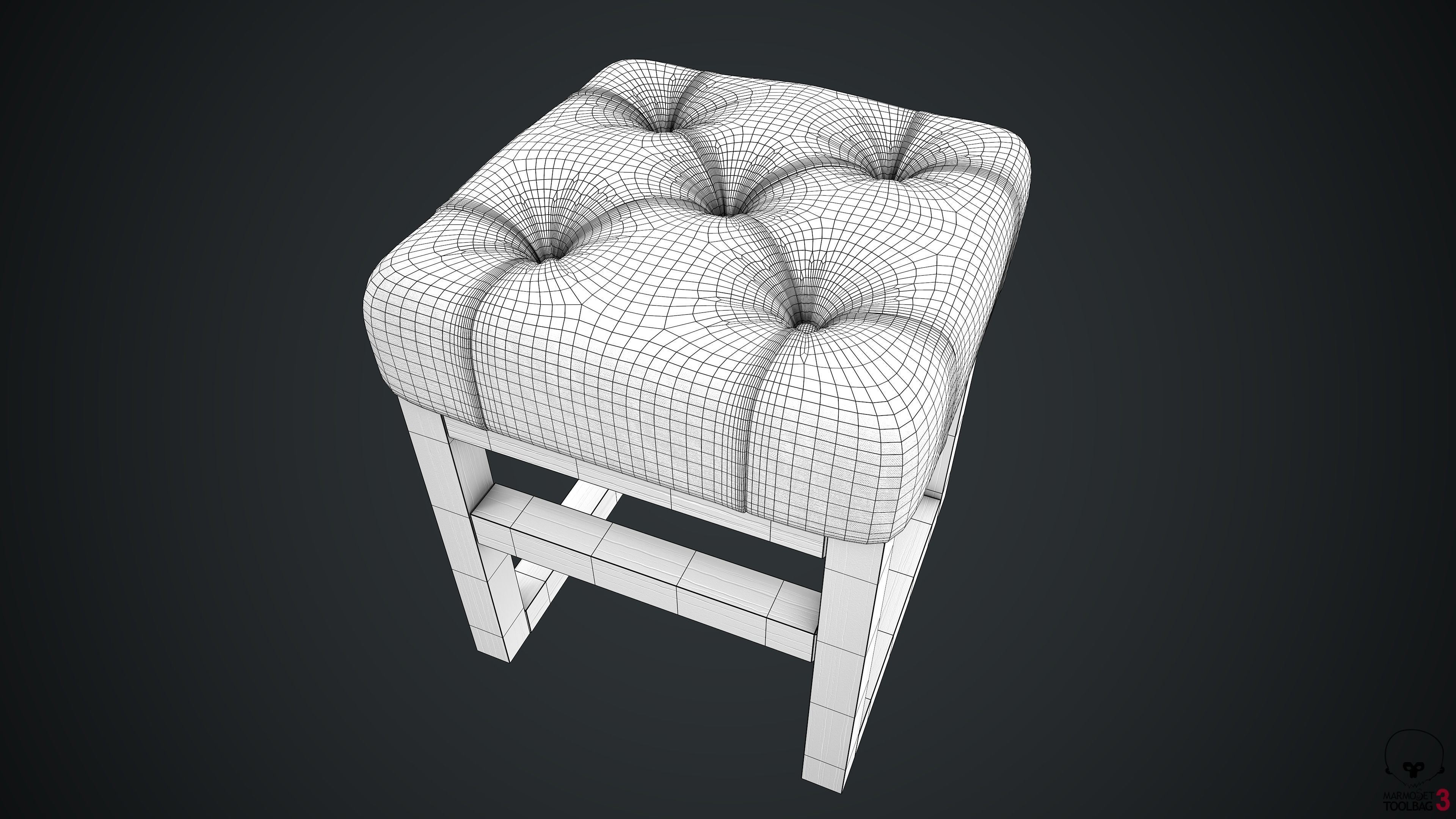 Pouf PBR stool 3D model_14