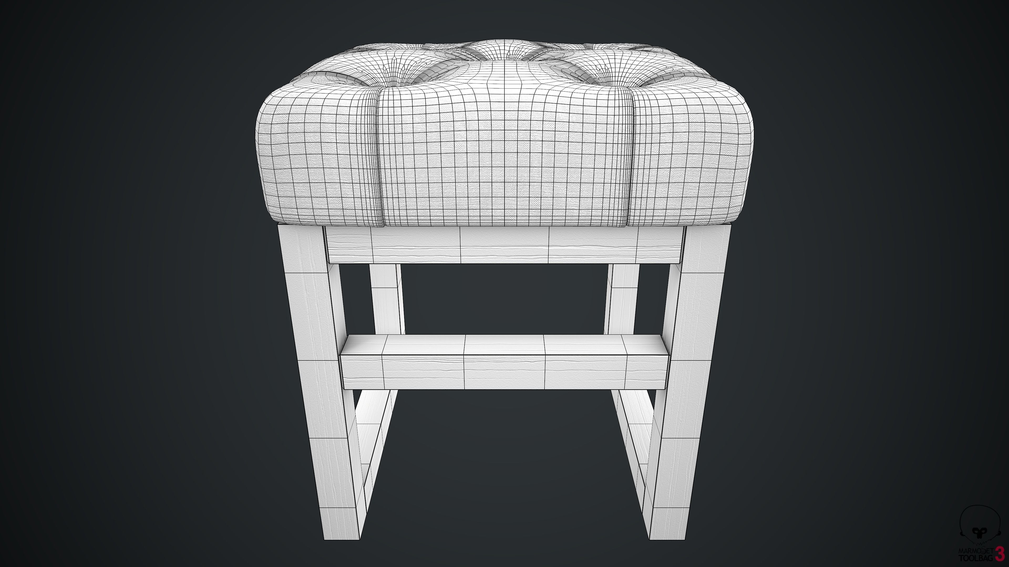 Pouf PBR stool 3D model_16