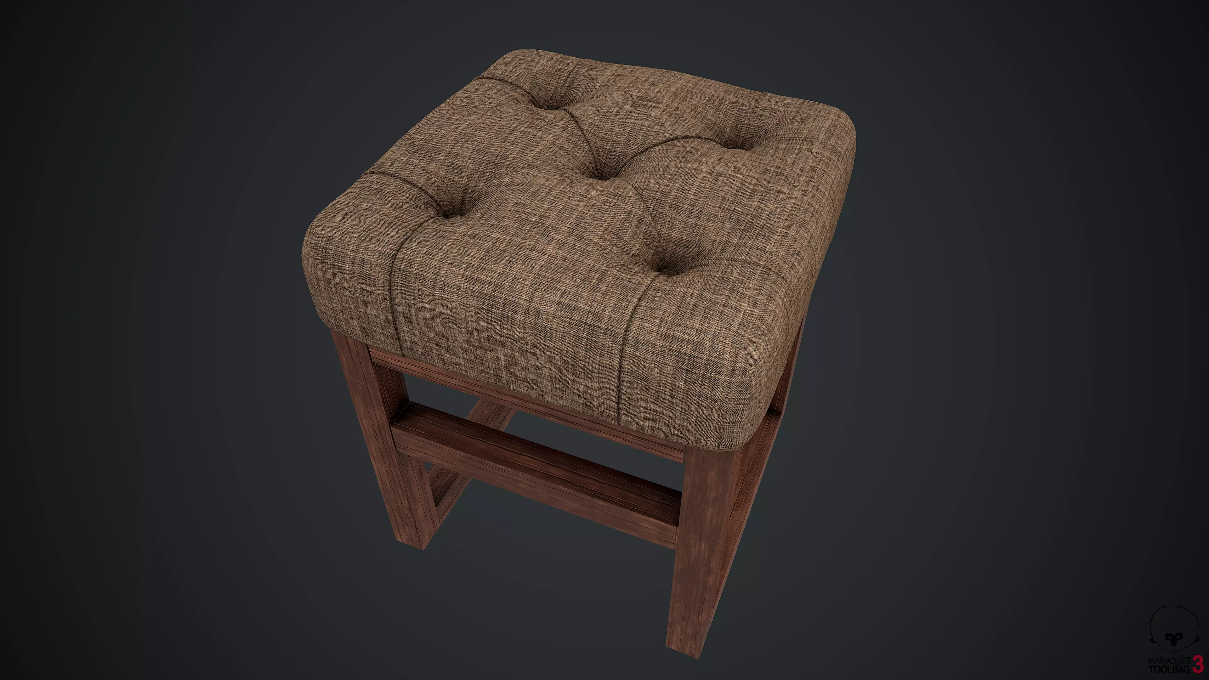 Pouf PBR stool 3D model_0