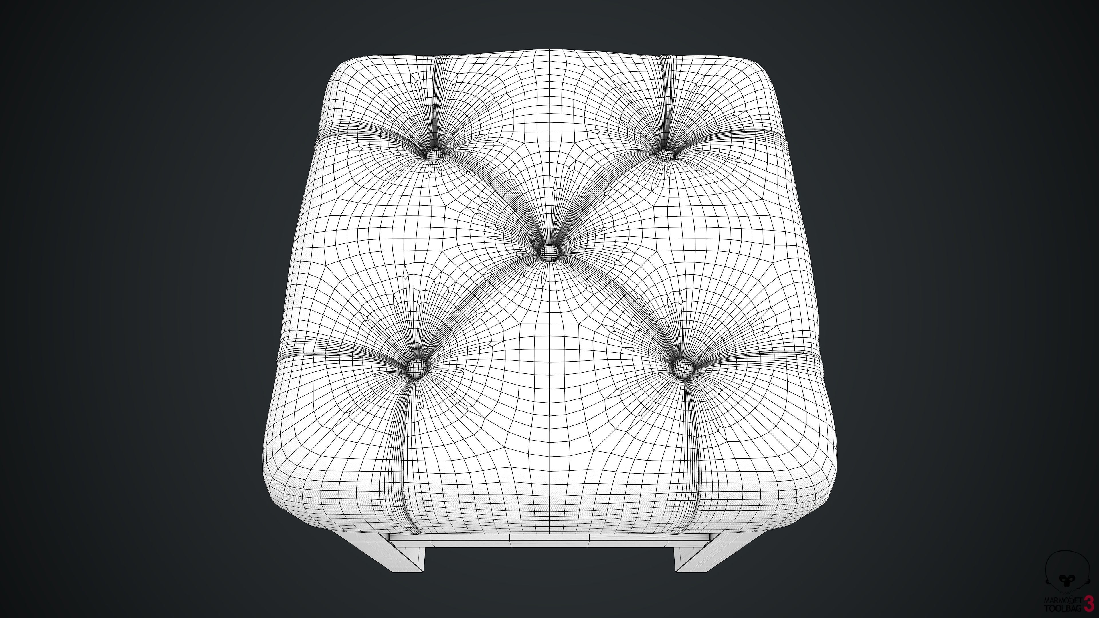 Pouf PBR stool 3D model_15