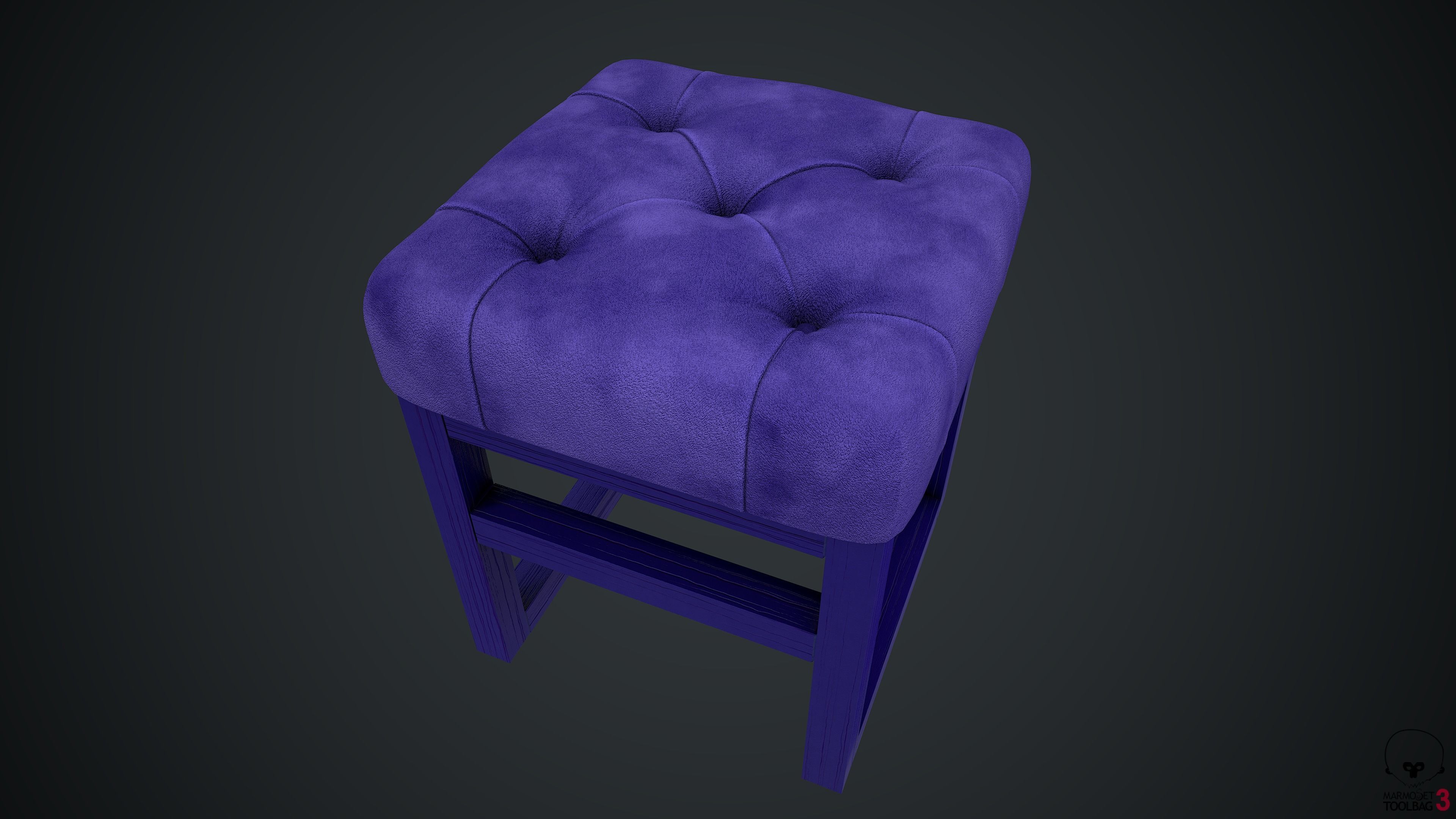 Pouf PBR stool 3D model_3