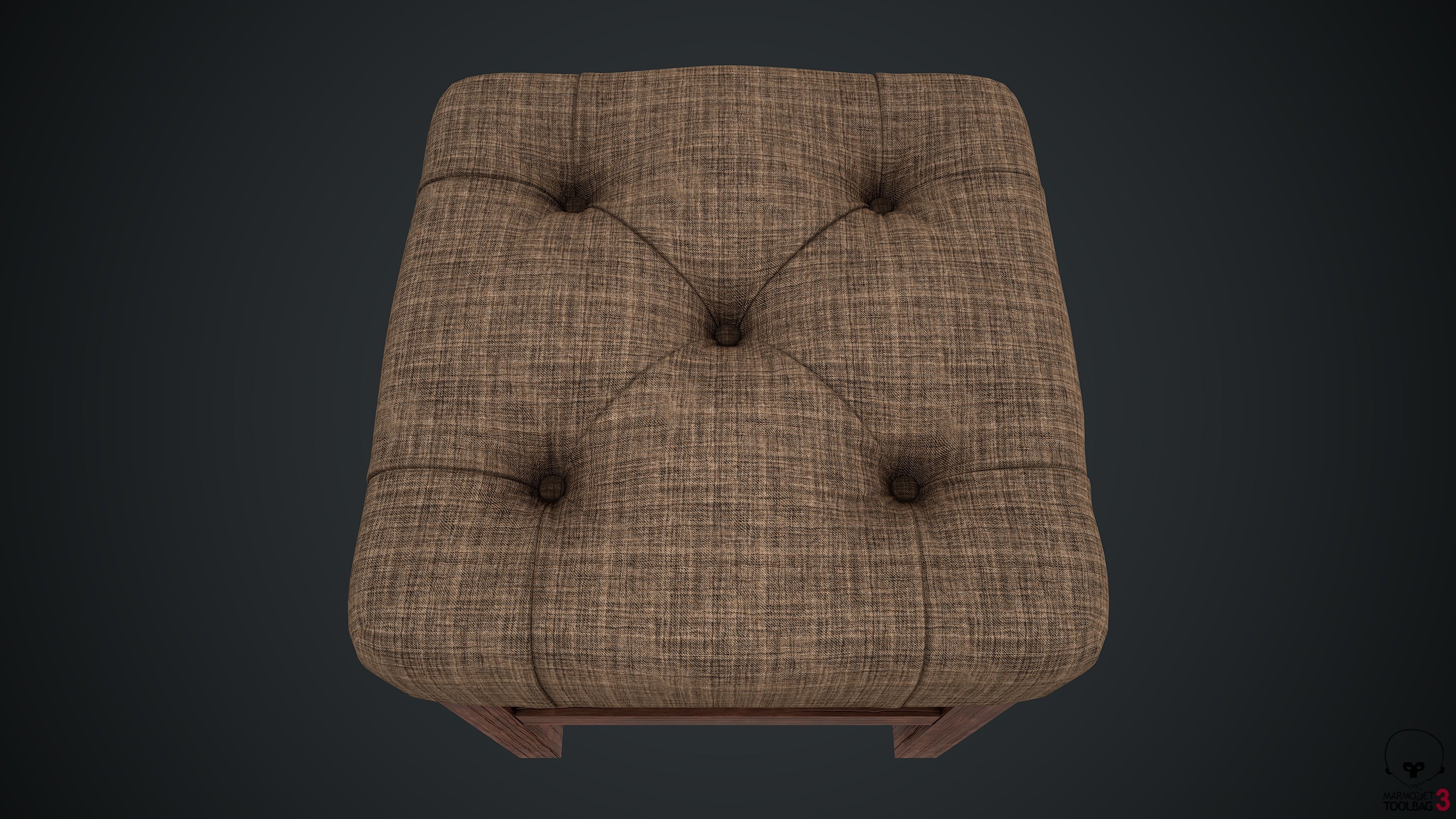 Pouf PBR stool 3D model_4