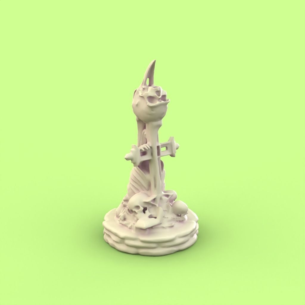 Skull Bishop chess piece 3D print model_2