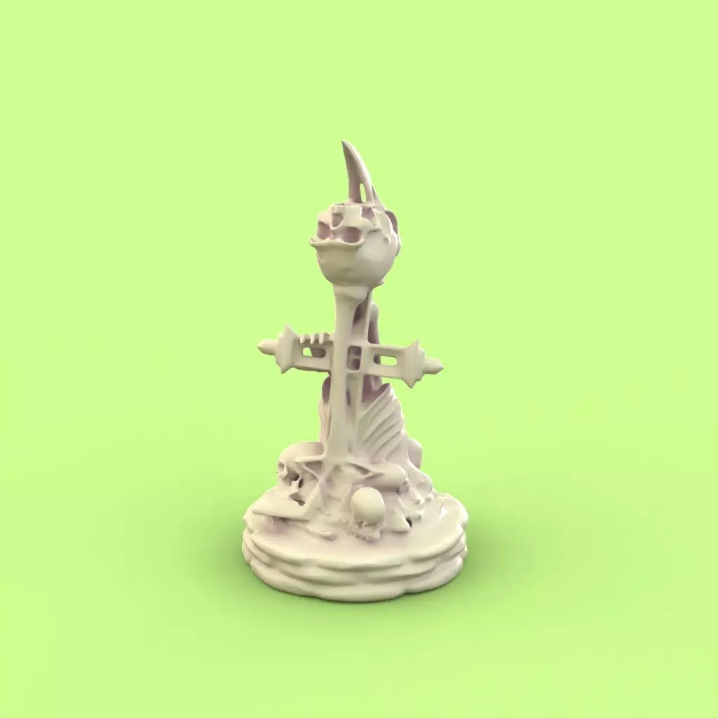 Skull Bishop chess piece 3D print model_0