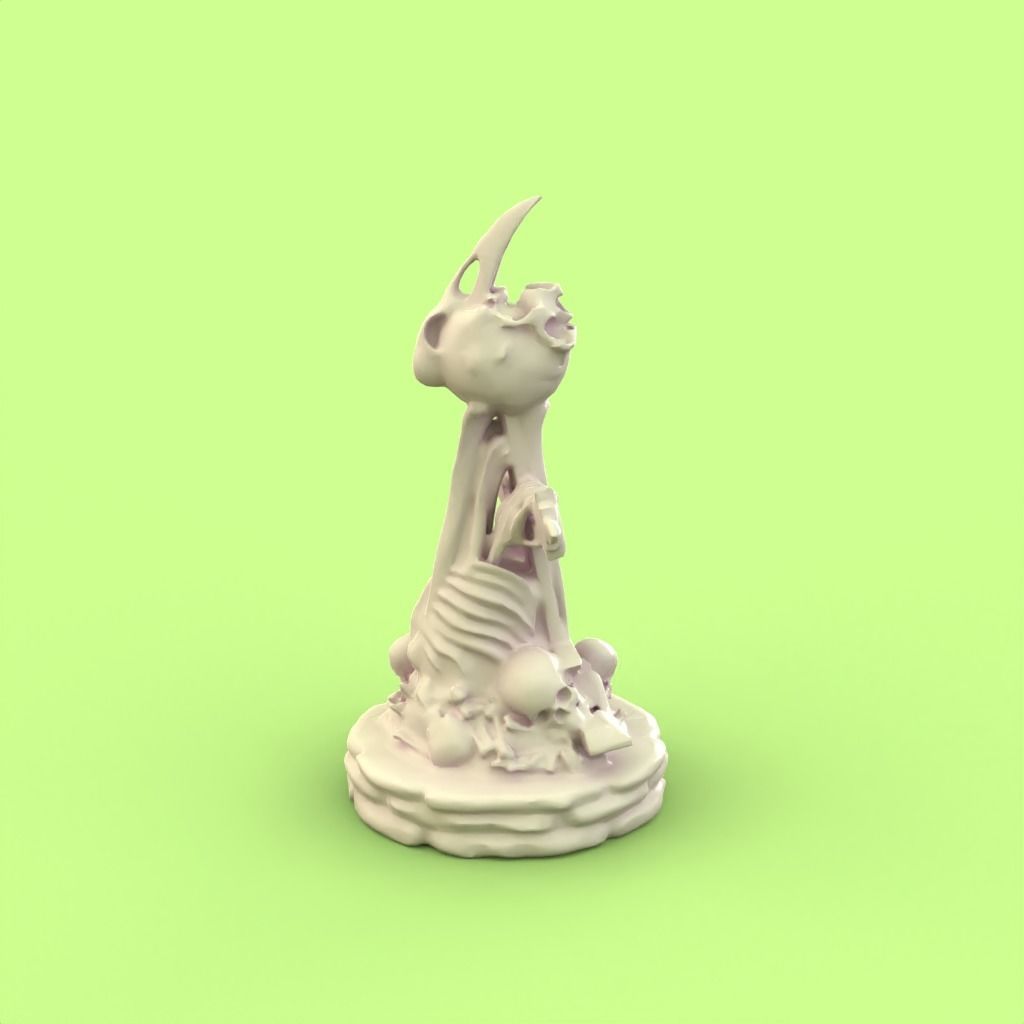 Skull Bishop chess piece 3D print model_3
