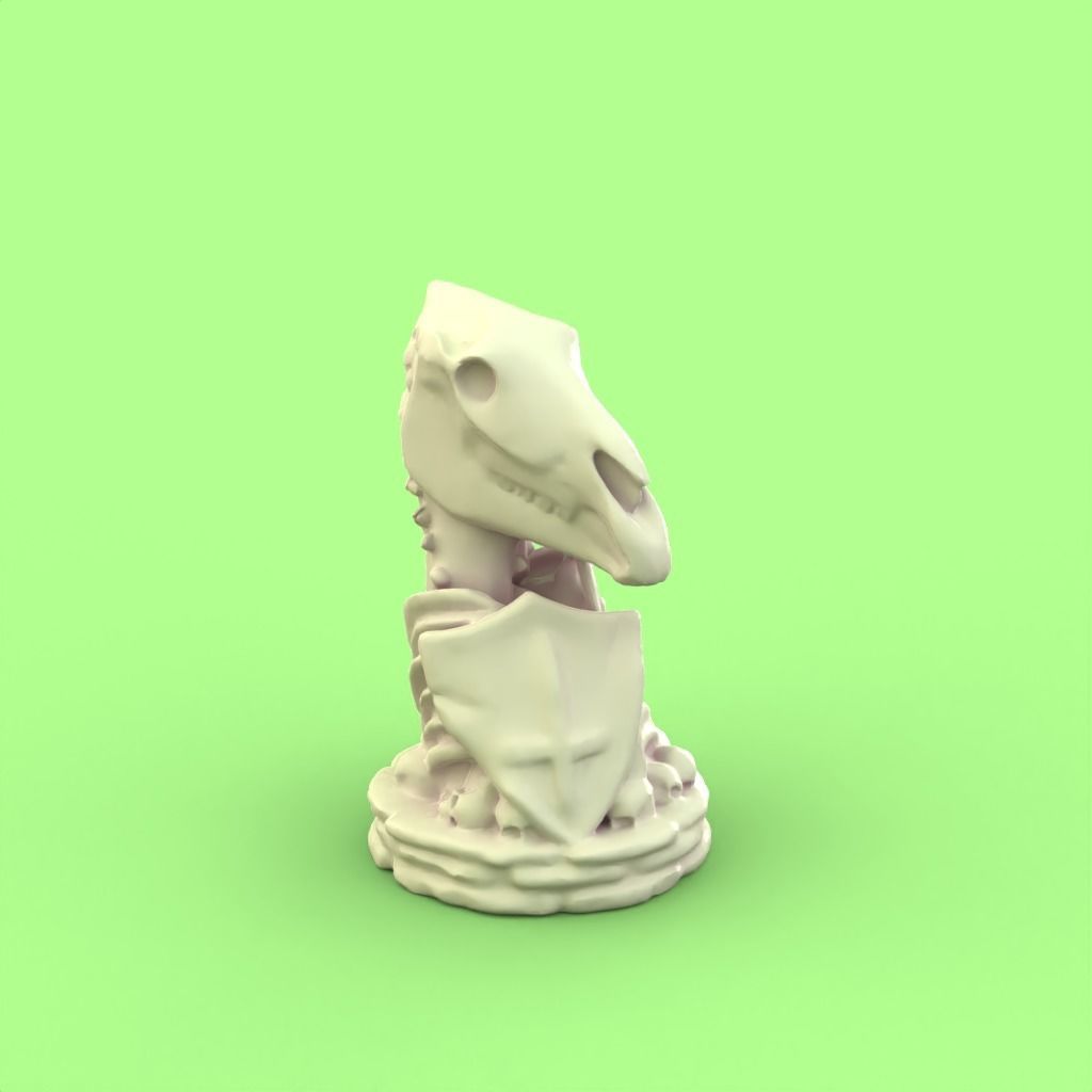 Skull Knight chess piece 3D print model_3