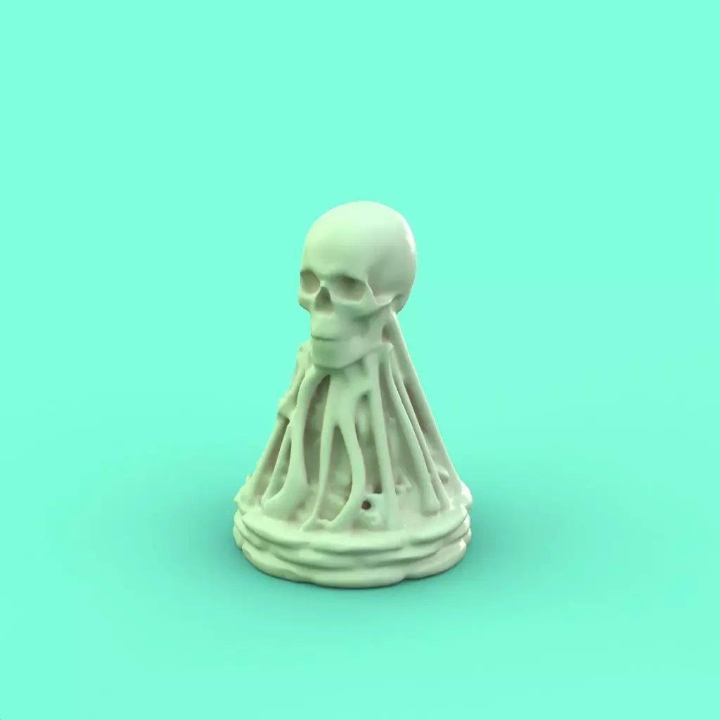 Skull Pawn chess piece 3D print model_0