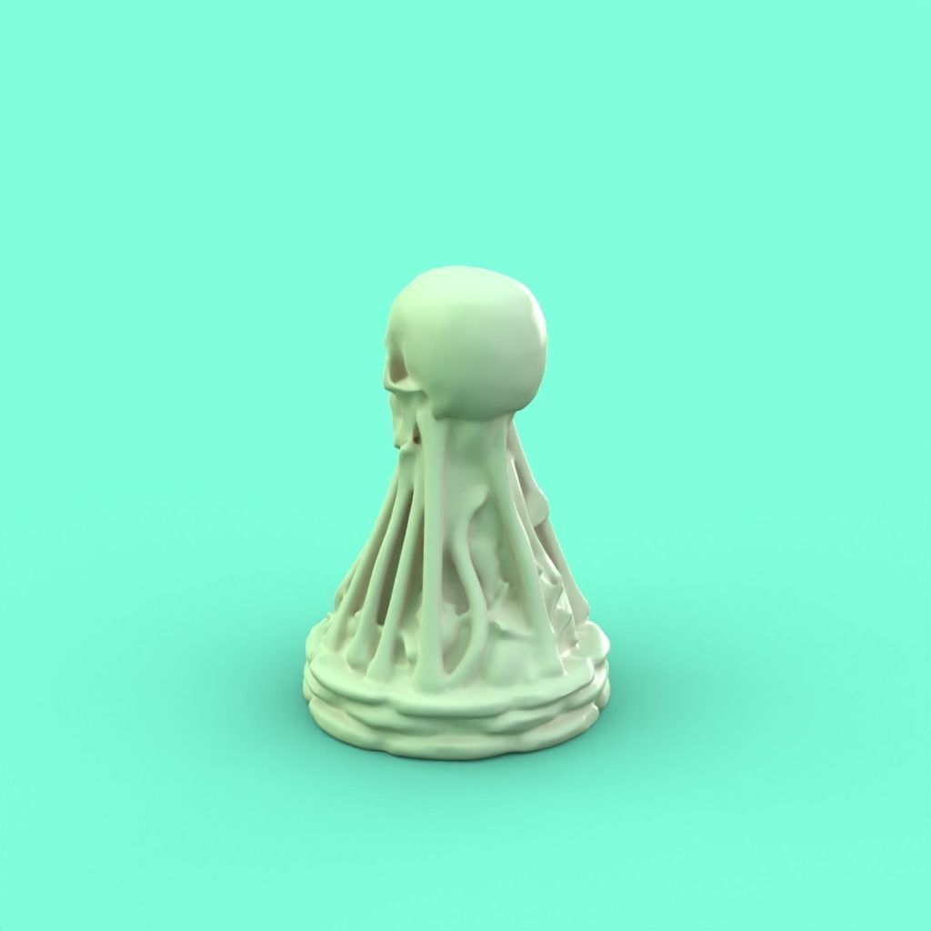 Skull Pawn chess piece 3D print model_4
