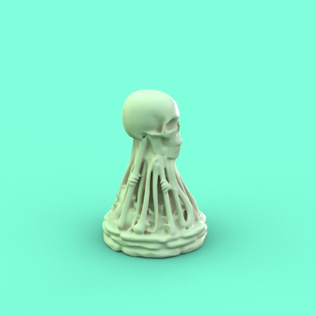 Skull Pawn chess piece 3D print model_3