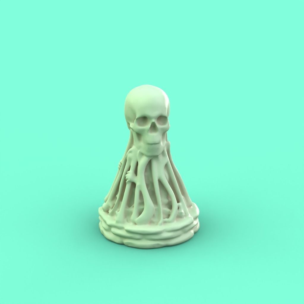 Skull Pawn chess piece 3D print model_2