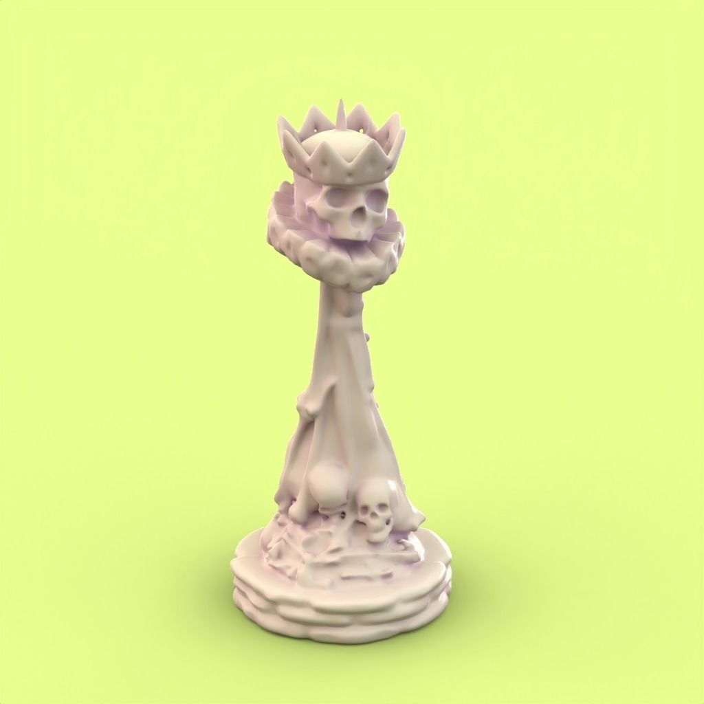 Skull Queen chess piece 3D print model_2