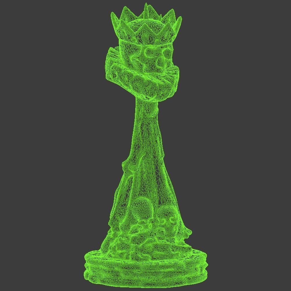 Skull Queen chess piece 3D print model_5