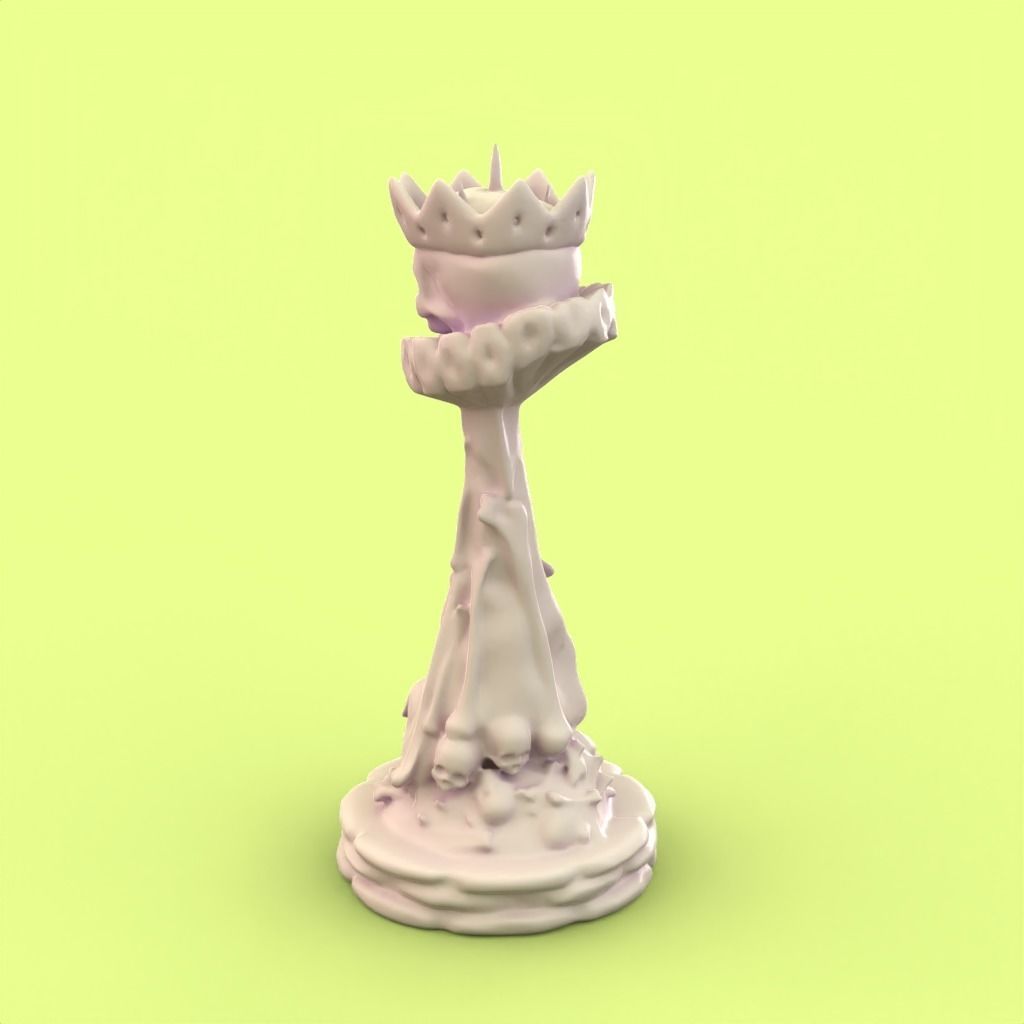Skull Queen chess piece 3D print model_4