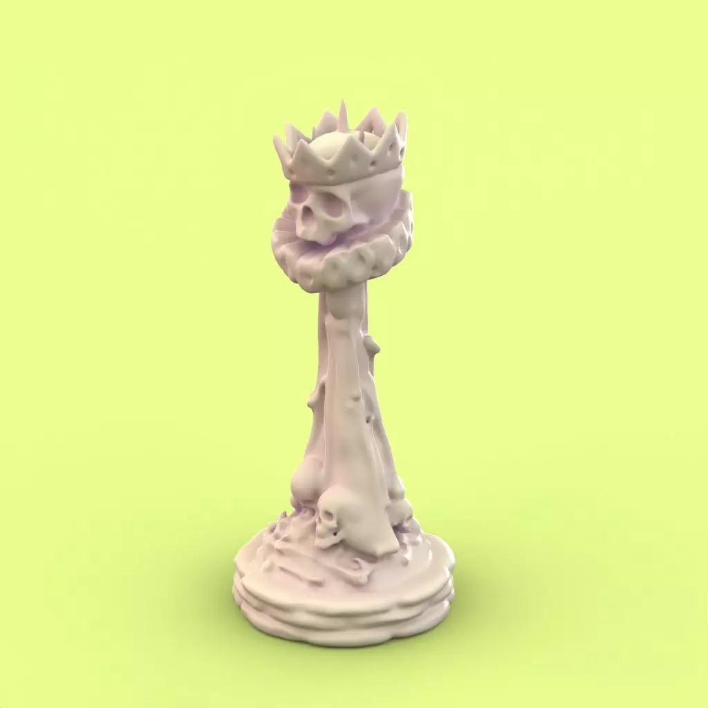 Skull Queen chess piece 3D print model_0