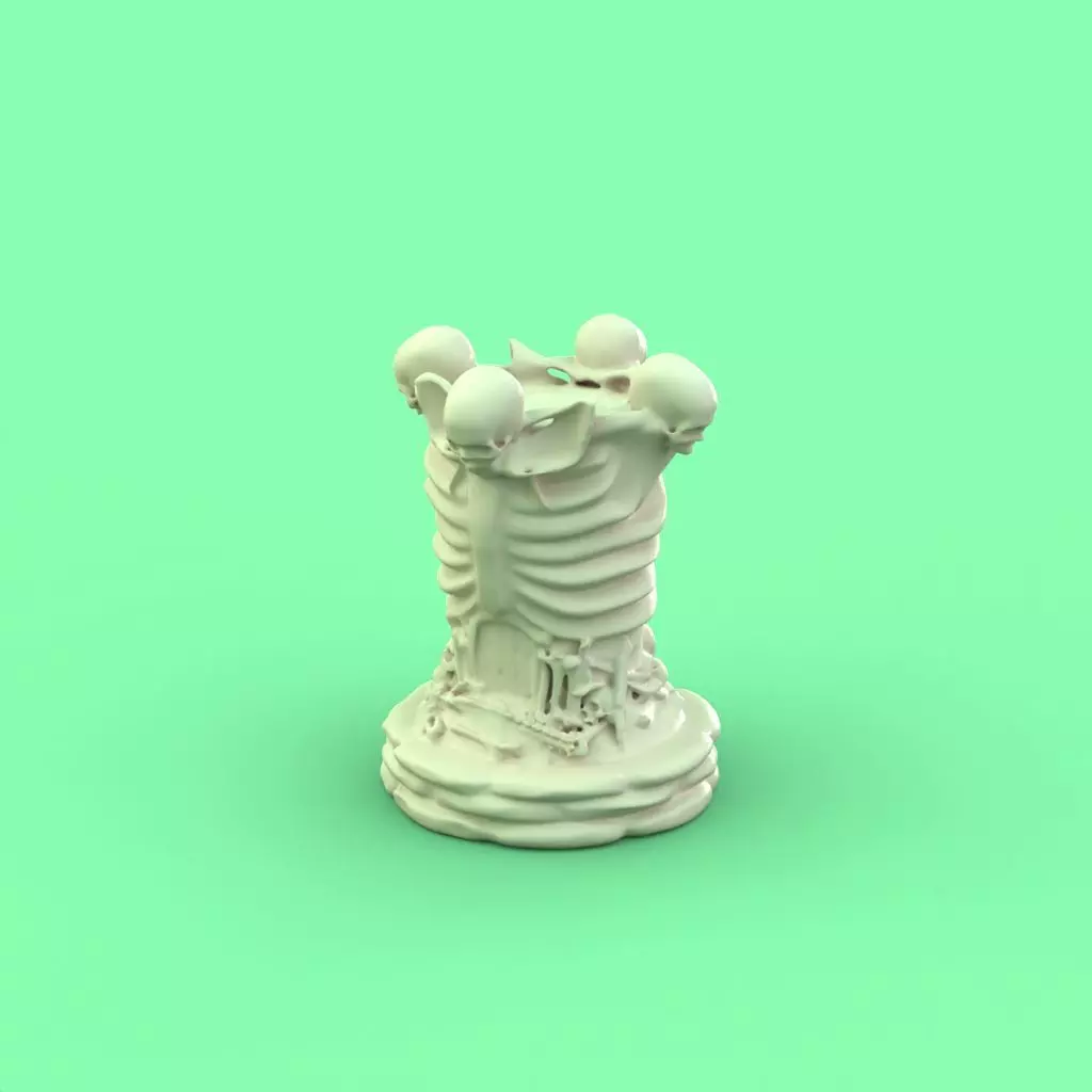 Skull Rook chess piece 3D print model_0