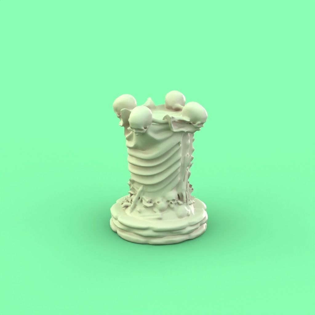 Skull Rook chess piece 3D print model_4