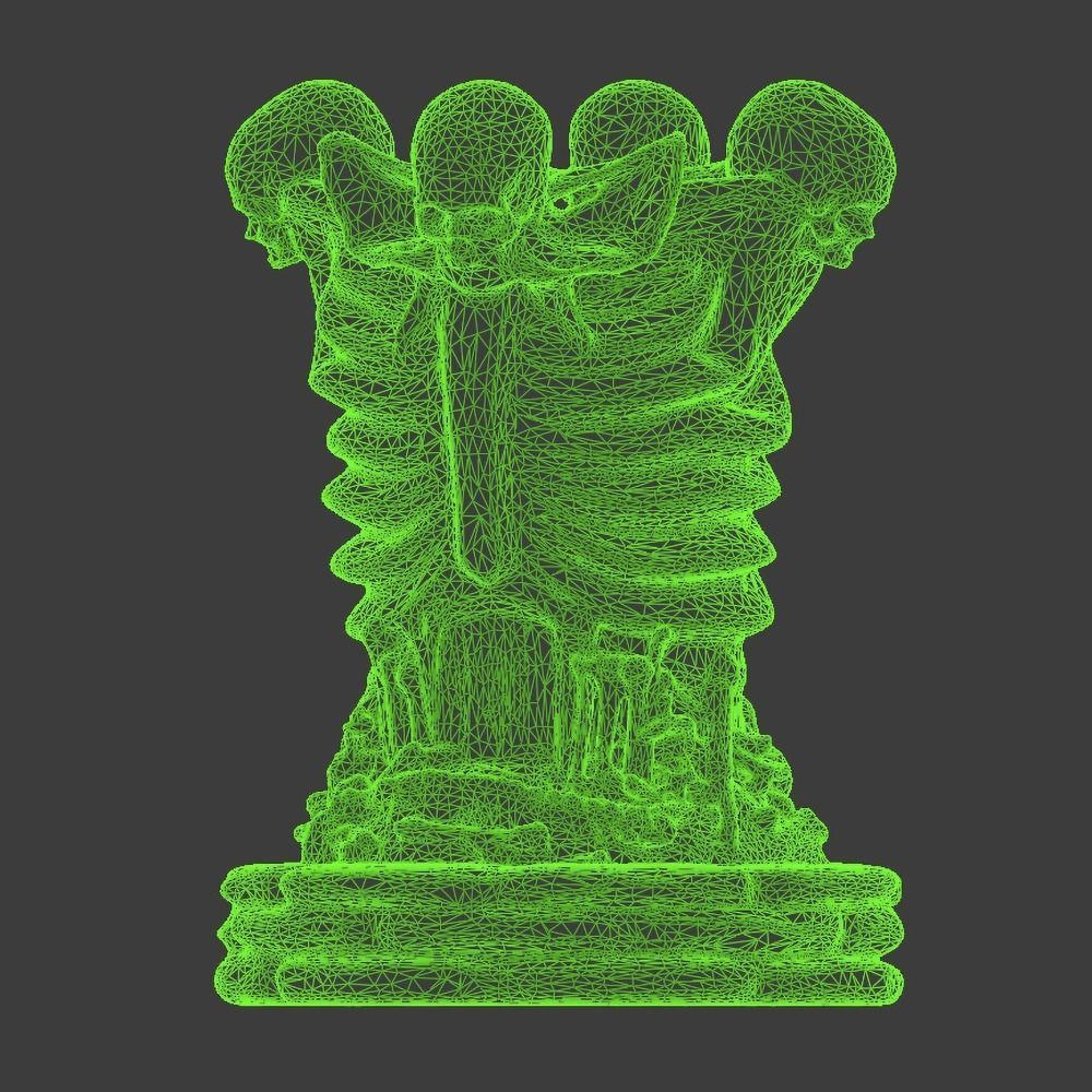 Skull Rook chess piece 3D print model_5