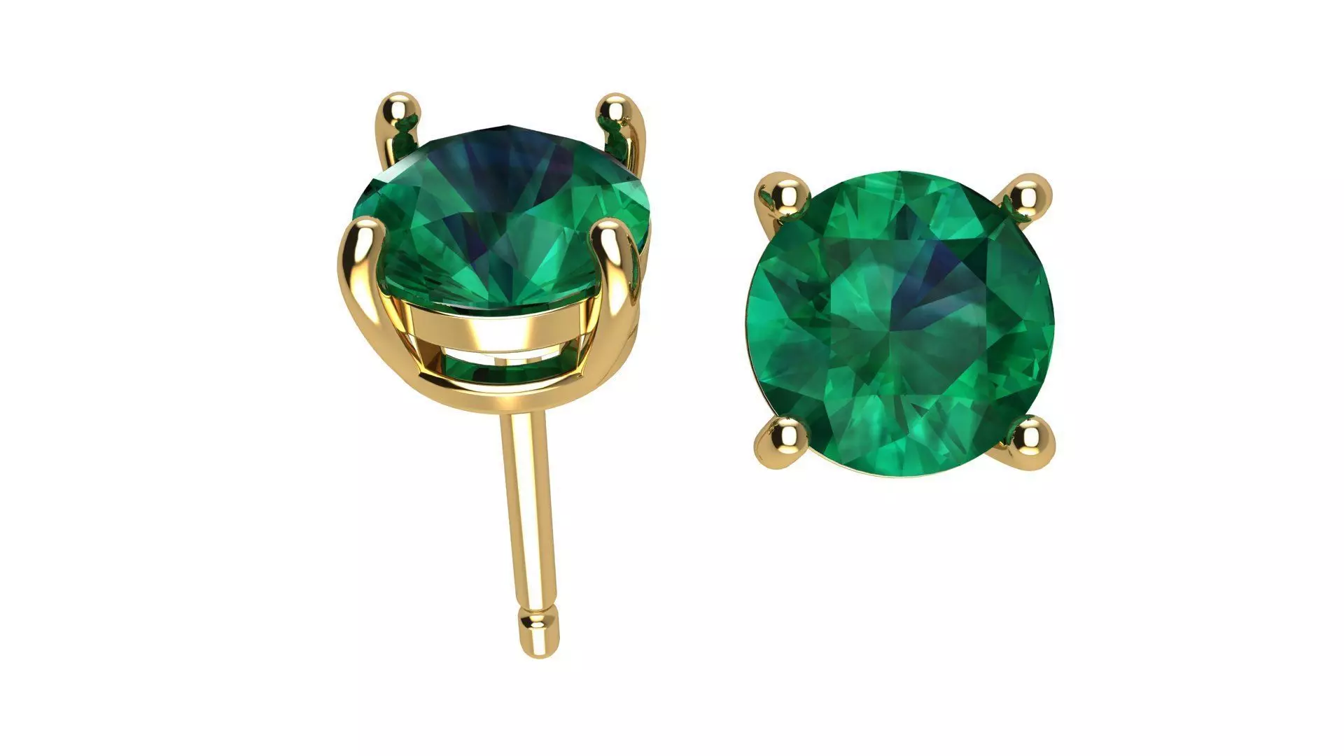 Solitaire Round 5 mm Earring 3D print model_0